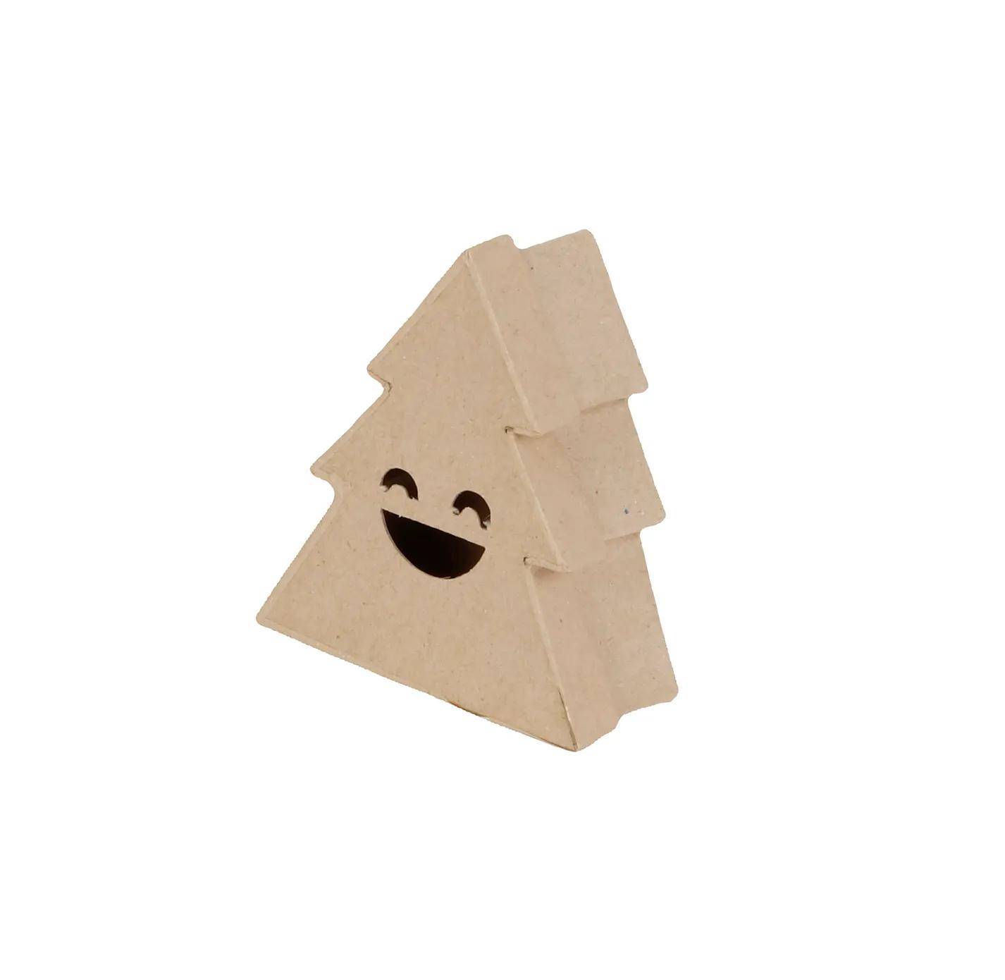 Décopatch 5x Pappmaché, Schachtel, lachender Tannenbaum 10cm Kartonbraun BT056C