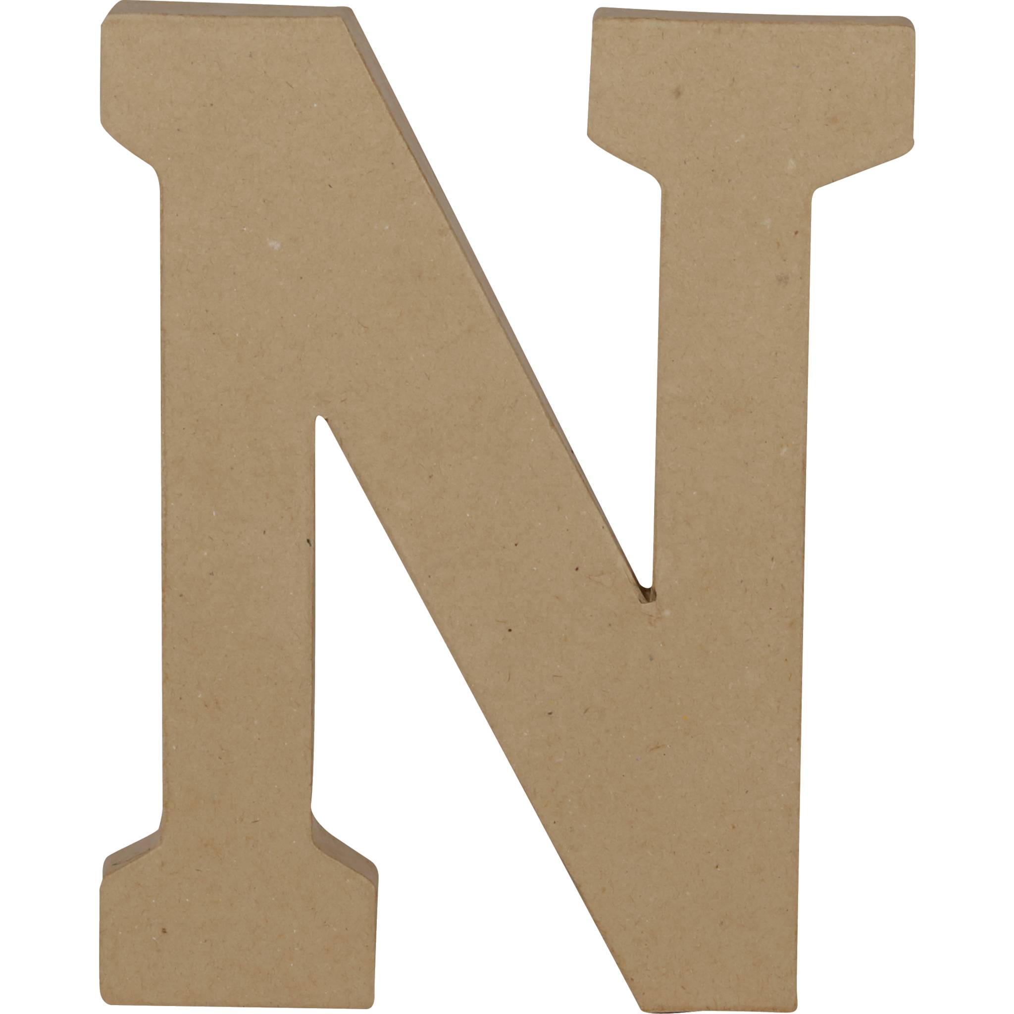 Décopatch 3x Pappmaché Kraft, Großbuchstabe N 20cm - Kartonbraun AC865C