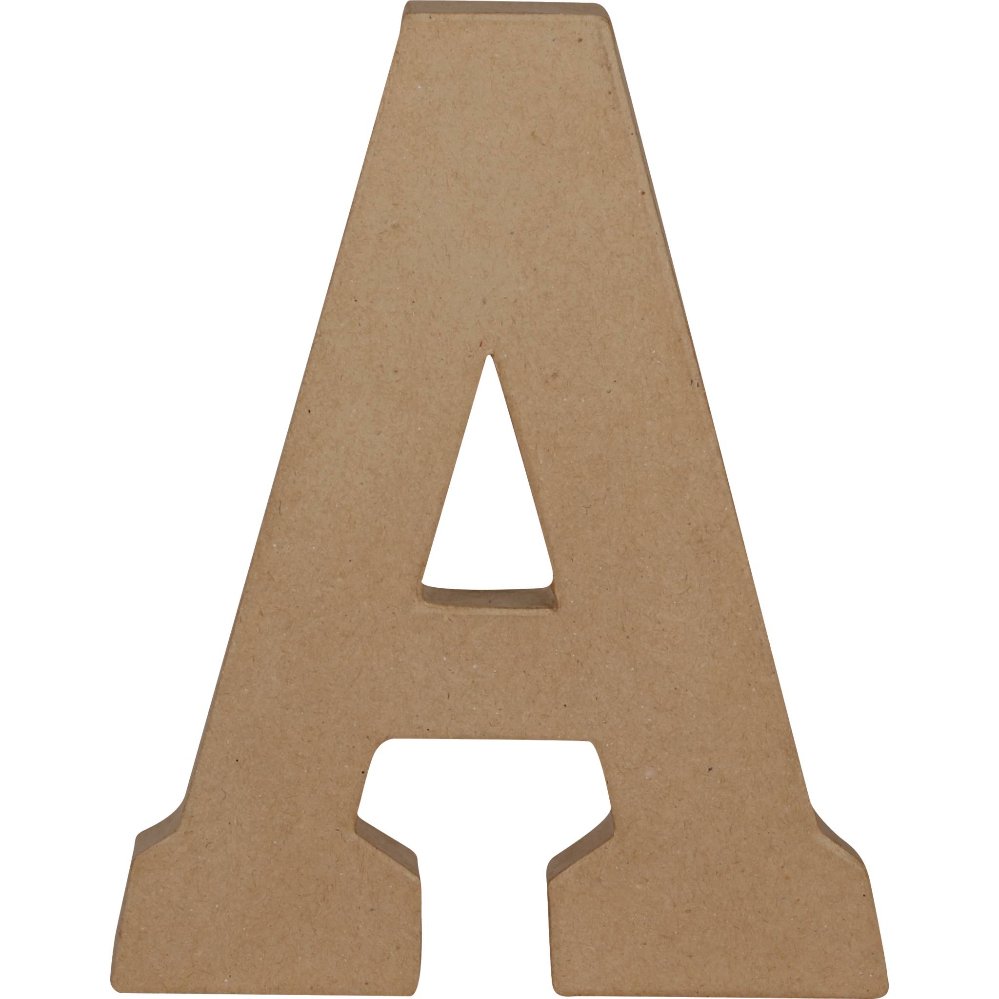Décopatch 3x Pappmaché Kraft, Großbuchstabe A 20cm - Kartonbraun AC852C