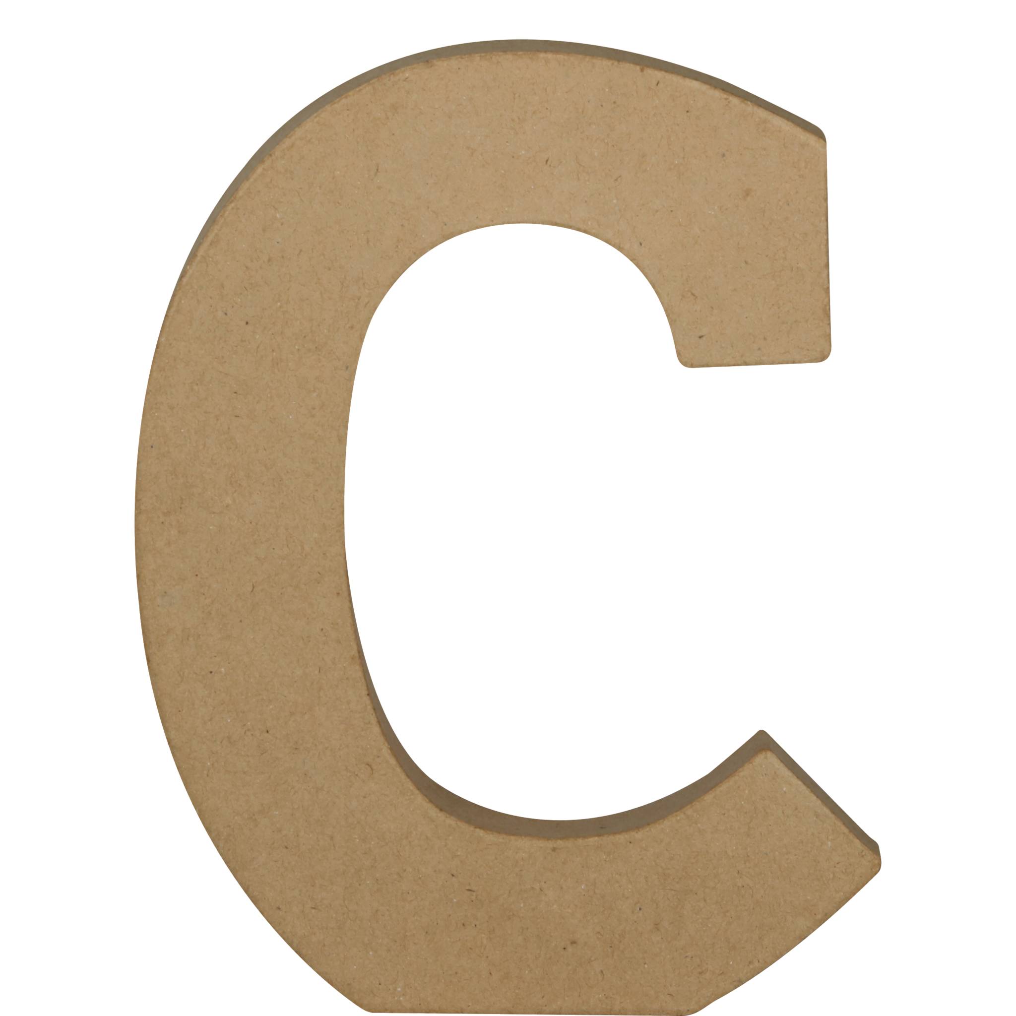 Décopatch 3x Pappmaché Kraft, Großbuchstabe C 20cm - Kartonbraun AC854C