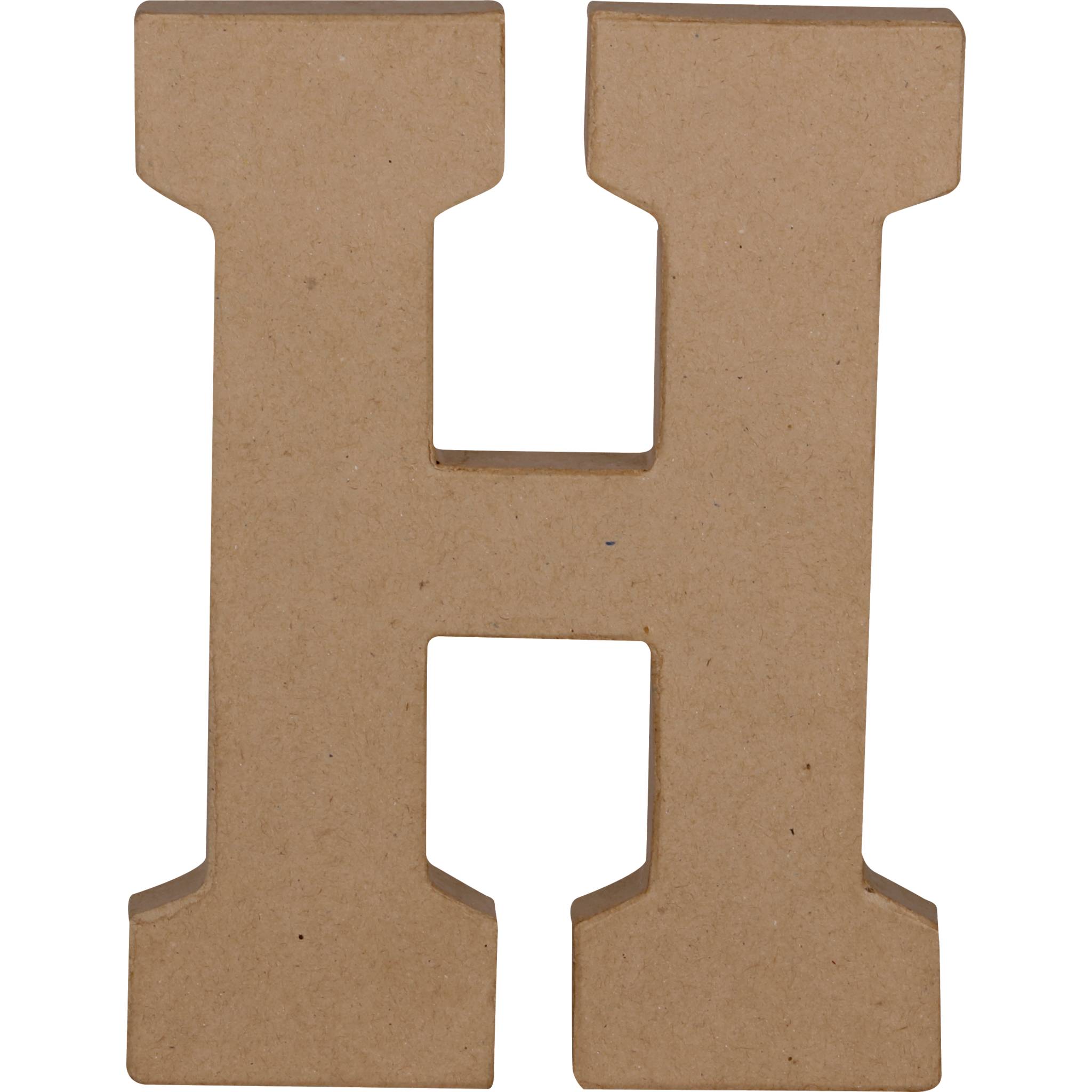 Décopatch 3x Pappmaché Kraft, Großbuchstabe H 20cm - Kartonbraun AC859C
