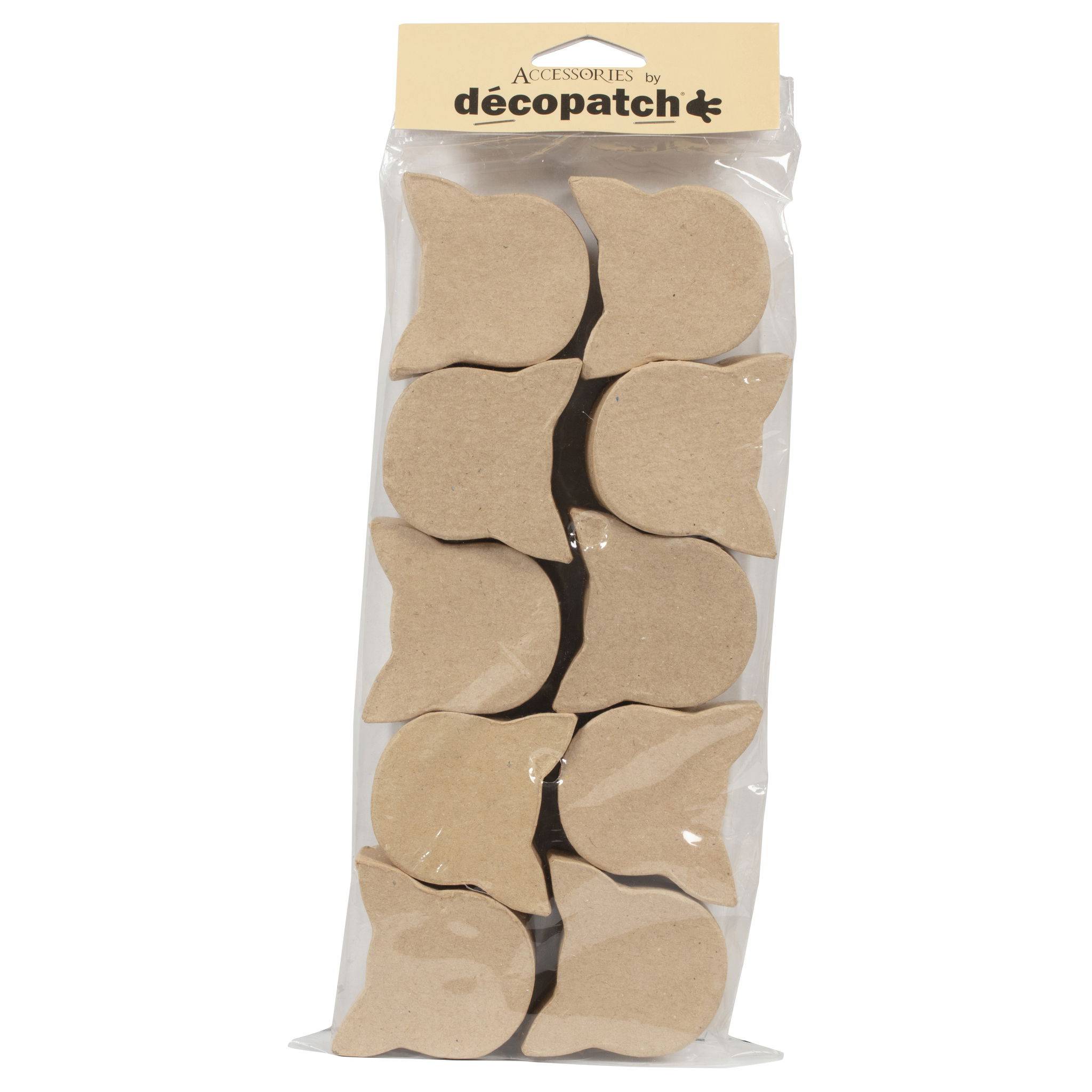 Décopatch 3x Pappmaché, Set 10 kleinen Schachteln, Katzen Kartonbraun EV022C