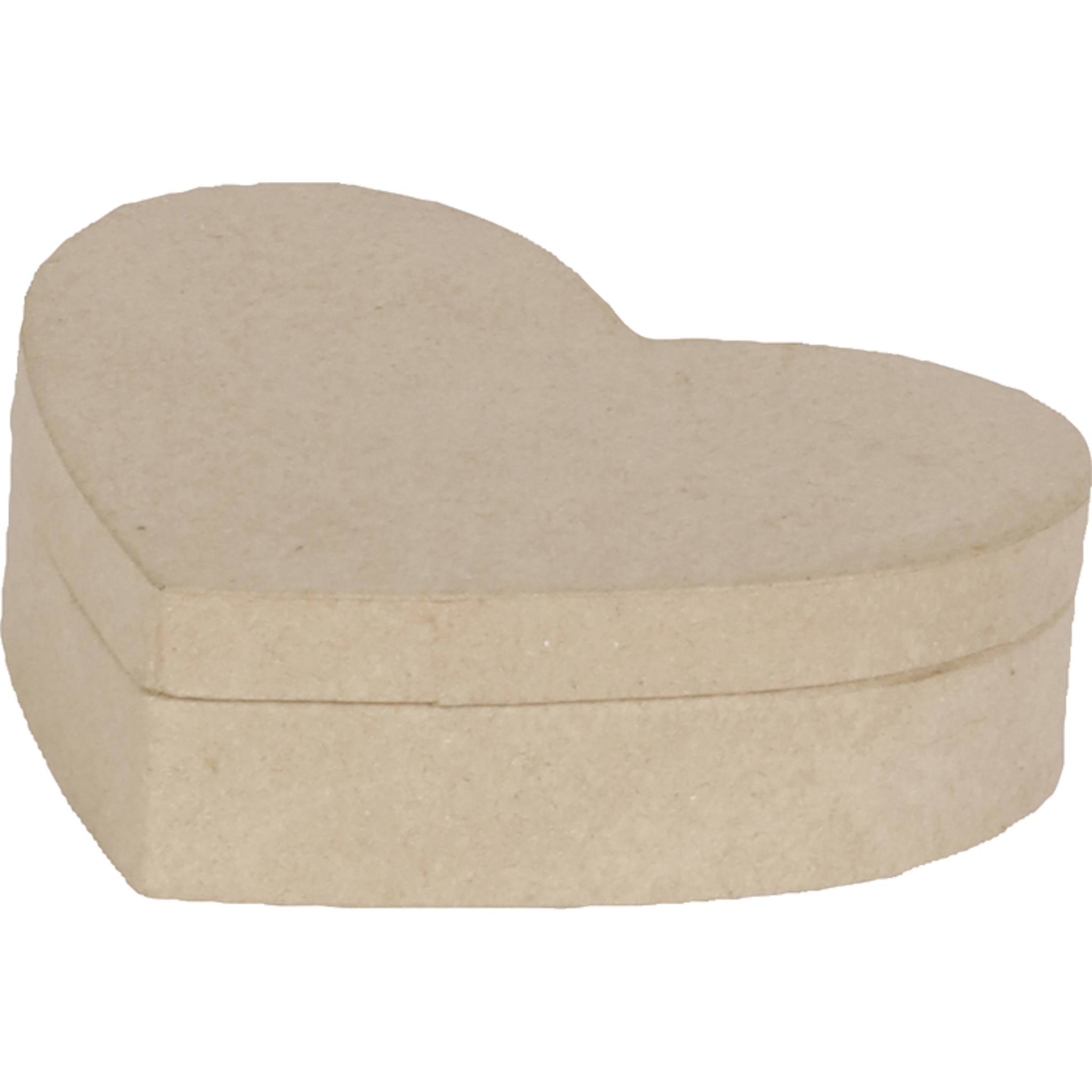 Décopatch 4x Braunes Pappmaché, Herzschachtel 13x11x3,5cm - Kartonbraun BT036C