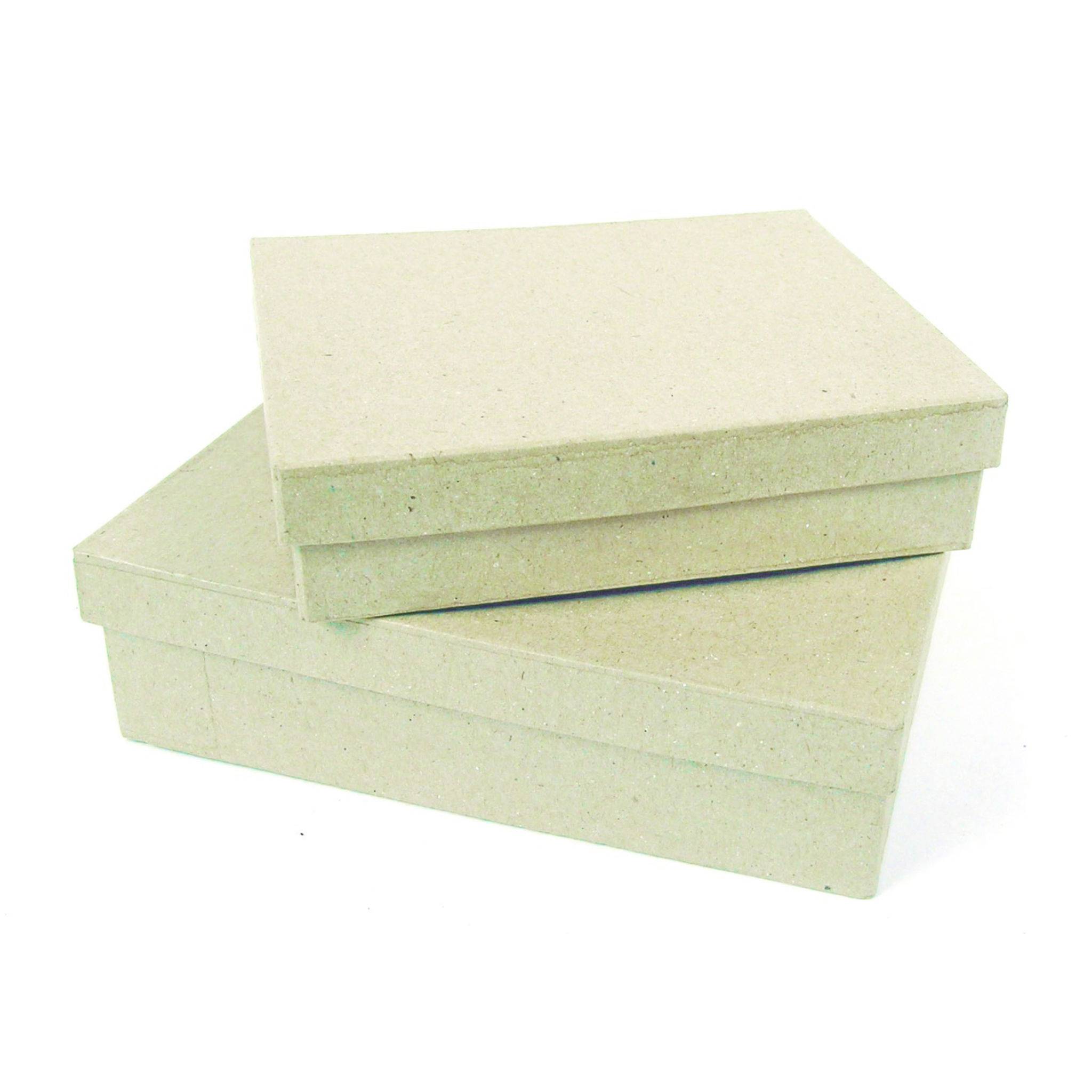 Décopatch 4x Braunes Pappmaché, rechteckige Box 12x9x3,5cm - Kartonbraun BT038C