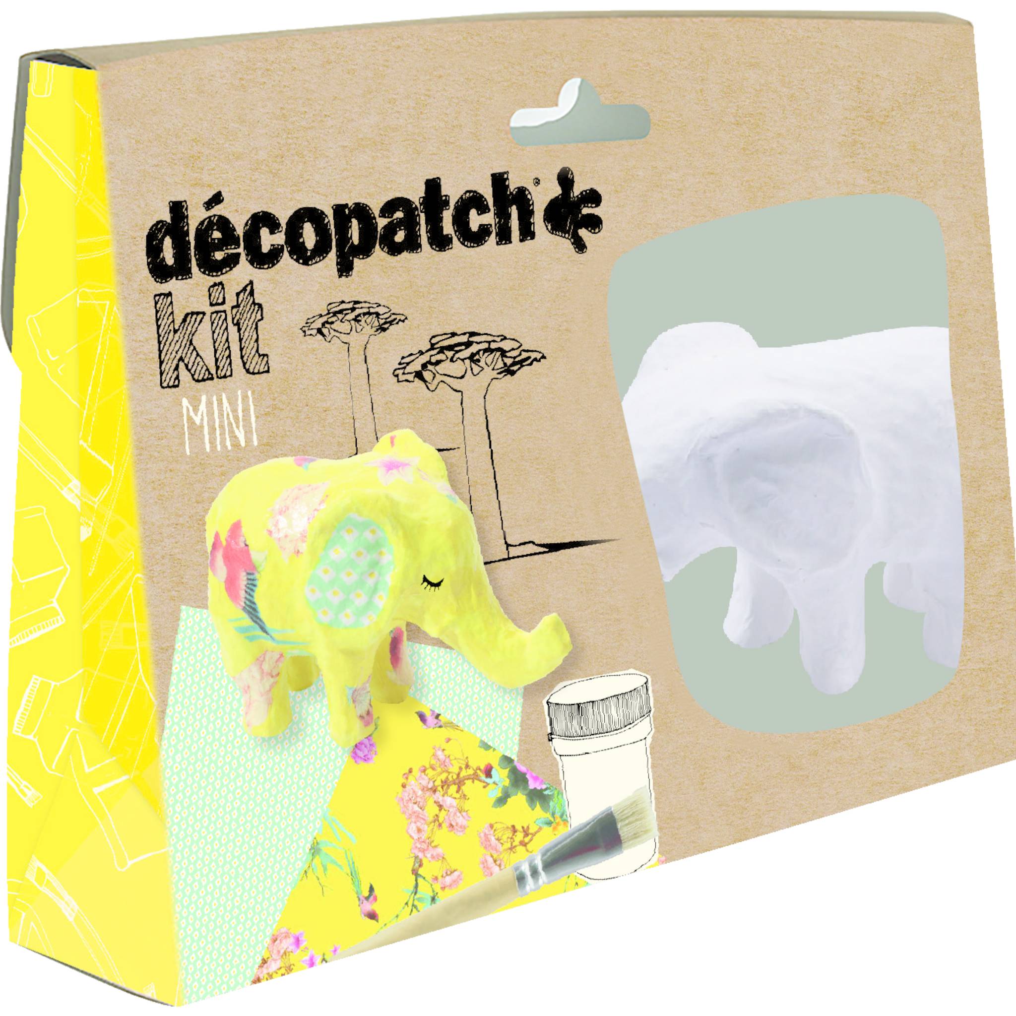 Décopatch 5x Mini-Set Elefant - Gelb KIT029C