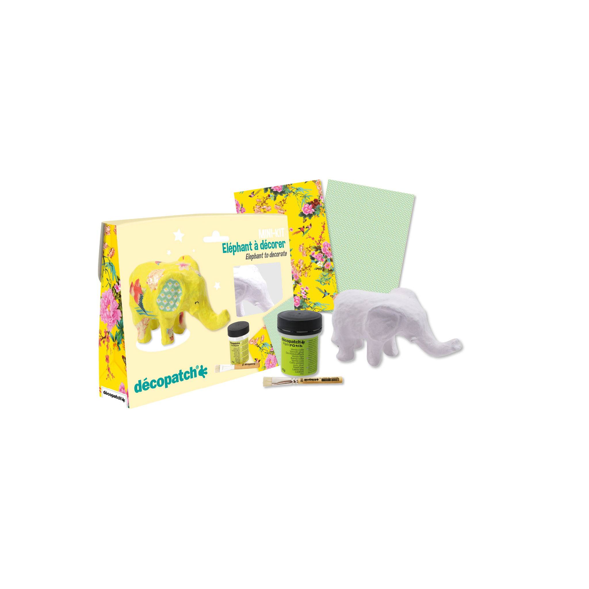 Décopatch 5x Mini-Set Elefant - Gelb KIT029C