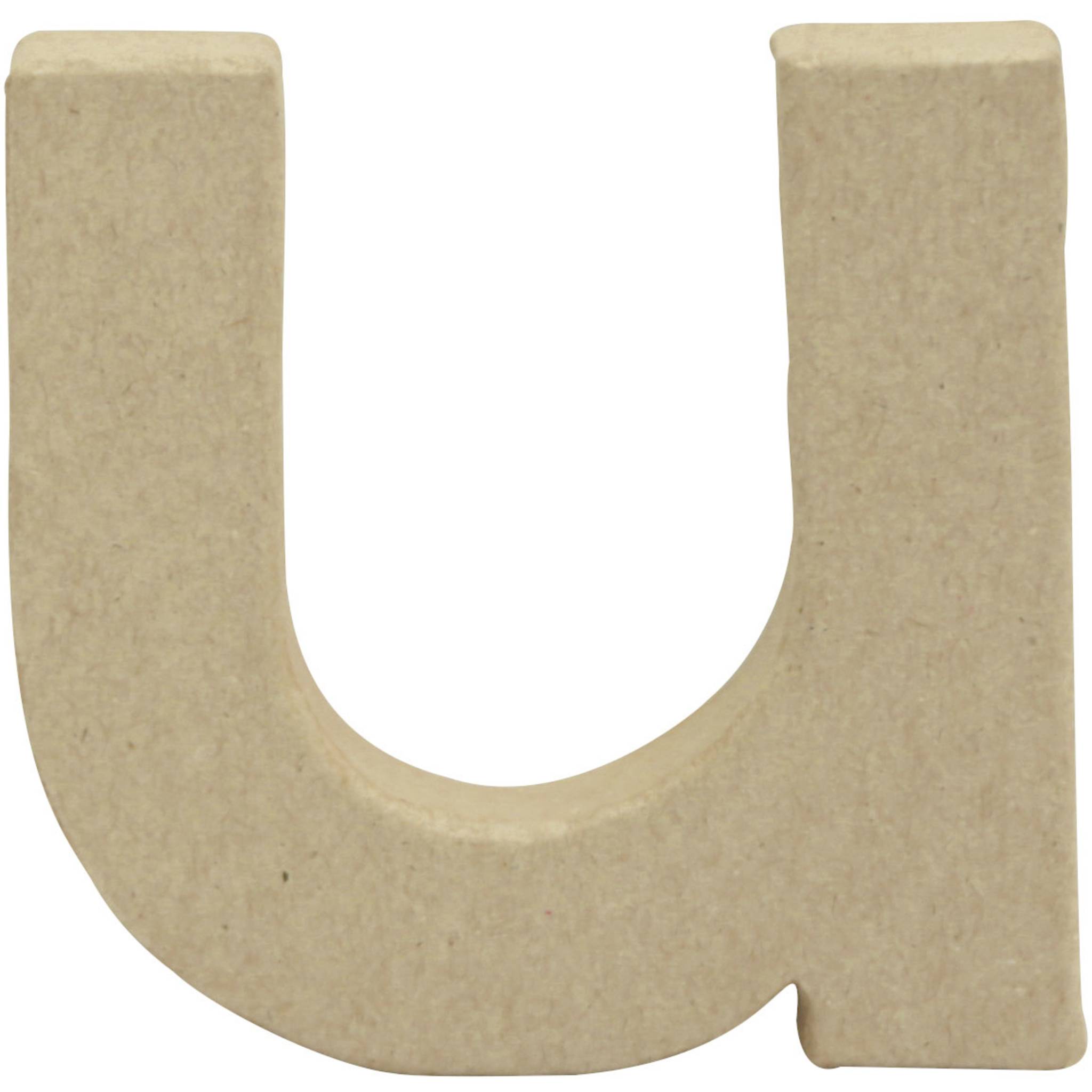 Décopatch 5x Pappmaché Kraft, Buchstabe u 1,5x8,5x8,5cm Kartonbraun AC833C