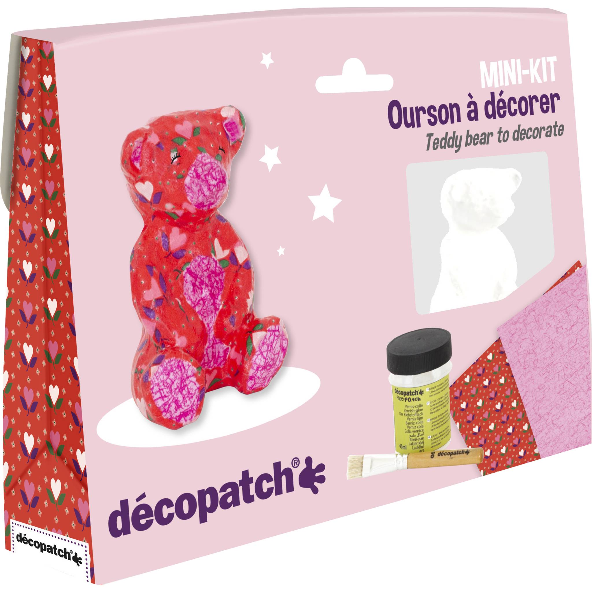 Décopatch 5x Mini-Set Bär 4,5x19x13,5cm - Rosa KIT037C