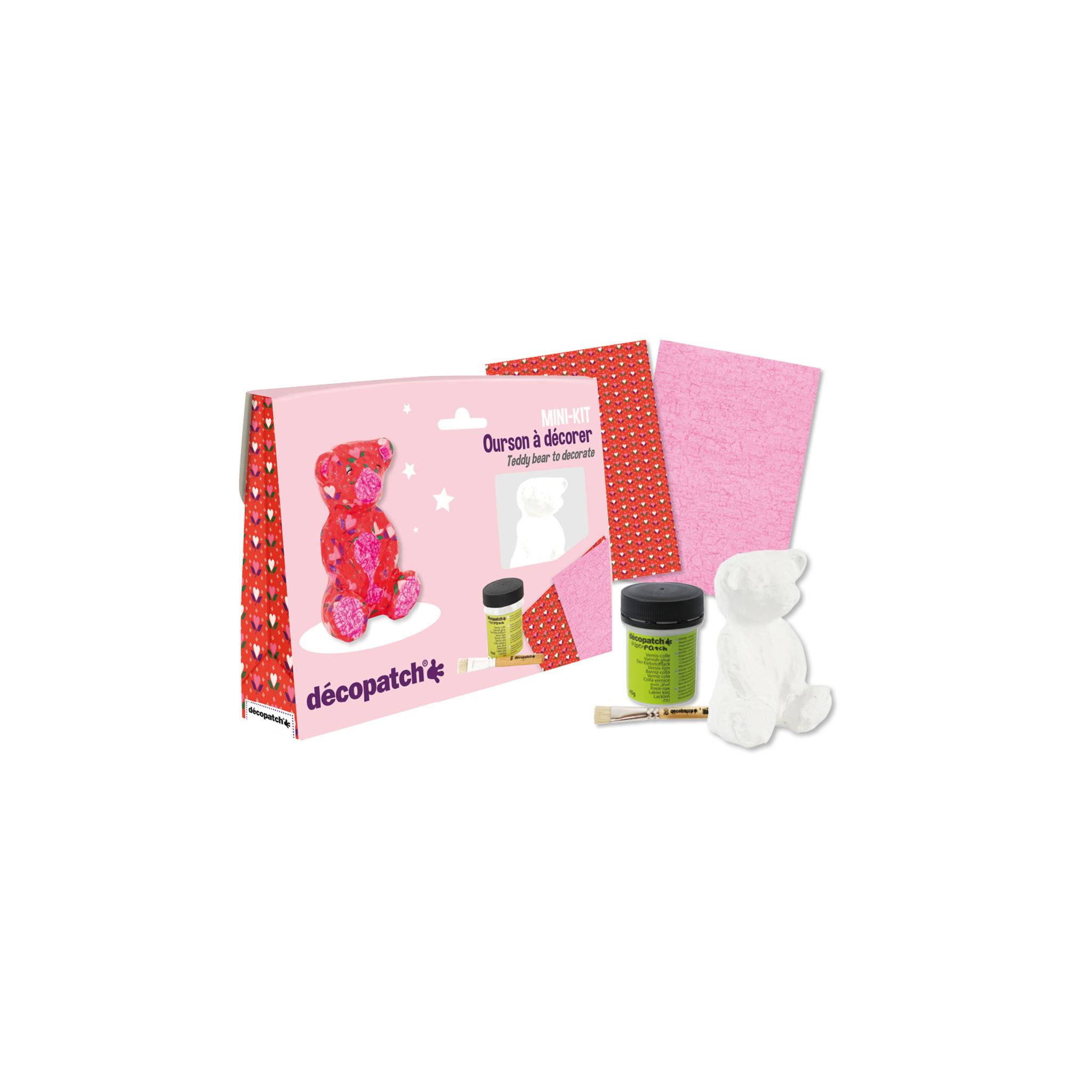 Décopatch 5x Mini-Set Bär 4,5x19x13,5cm - Rosa KIT037C