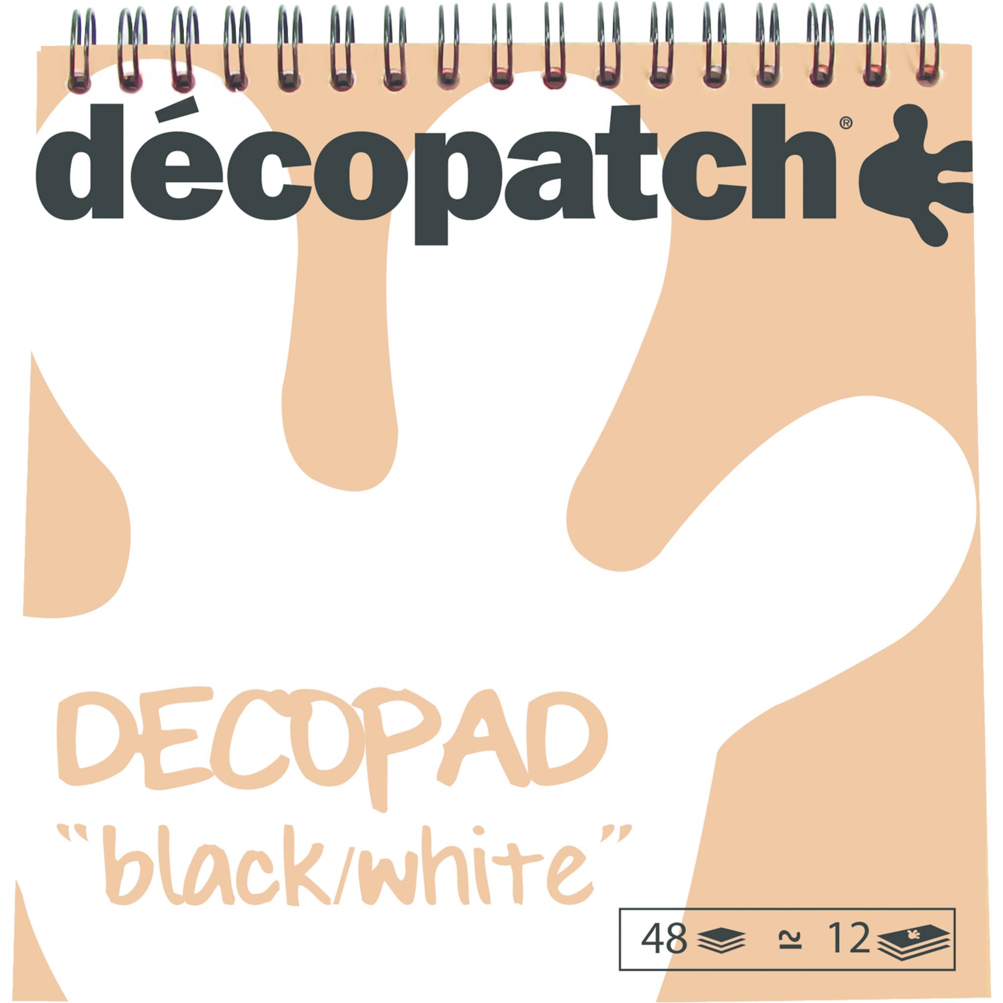 Décopatch 5x Décopad Block mit 48 Blatt -Papier 15x15cm - Weiß/schwarz BLOC07C