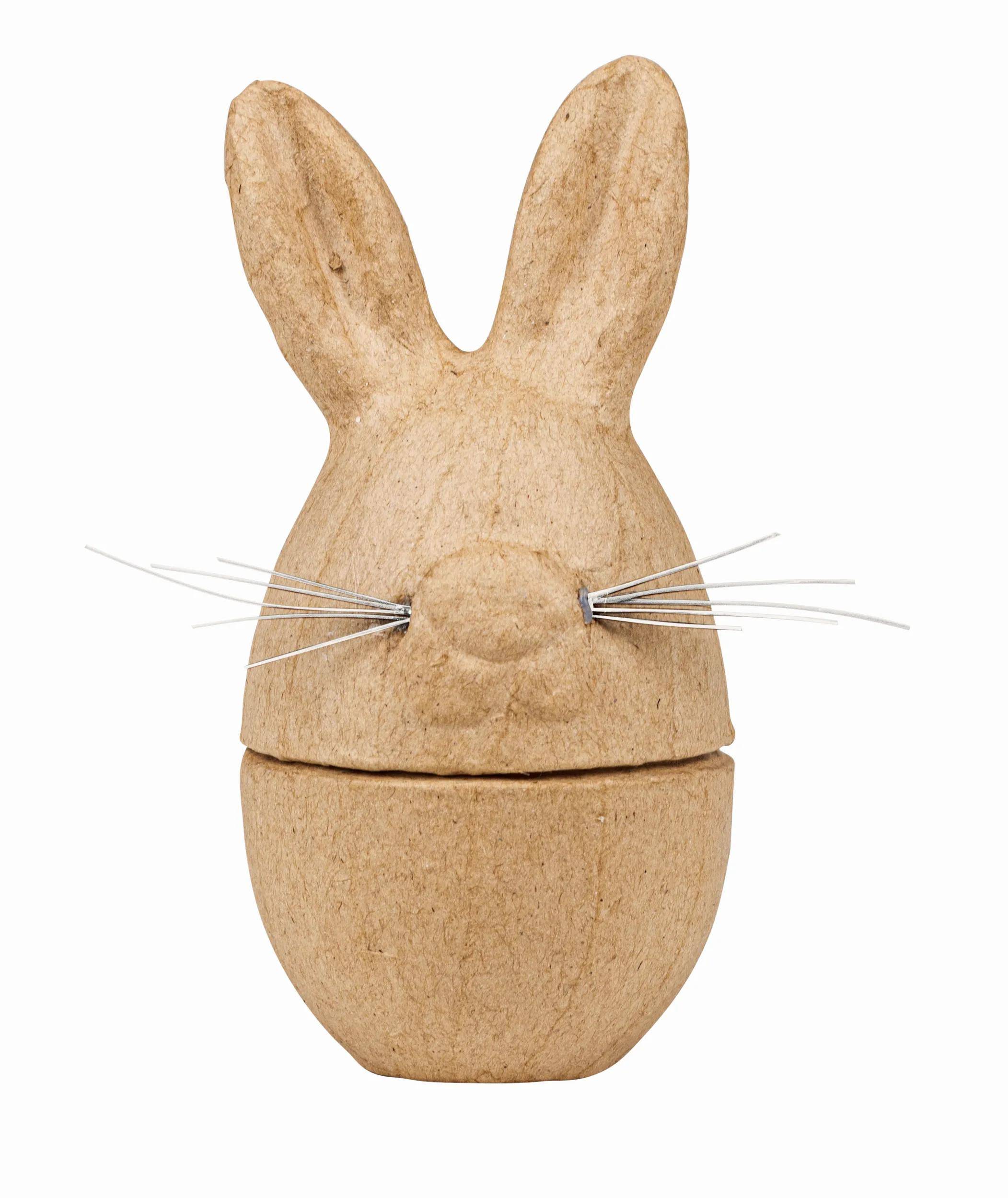 Décopatch 3x Pappmaché, Eierschachtel Hase 6x6x12 cm - Kartonbraun BT090C