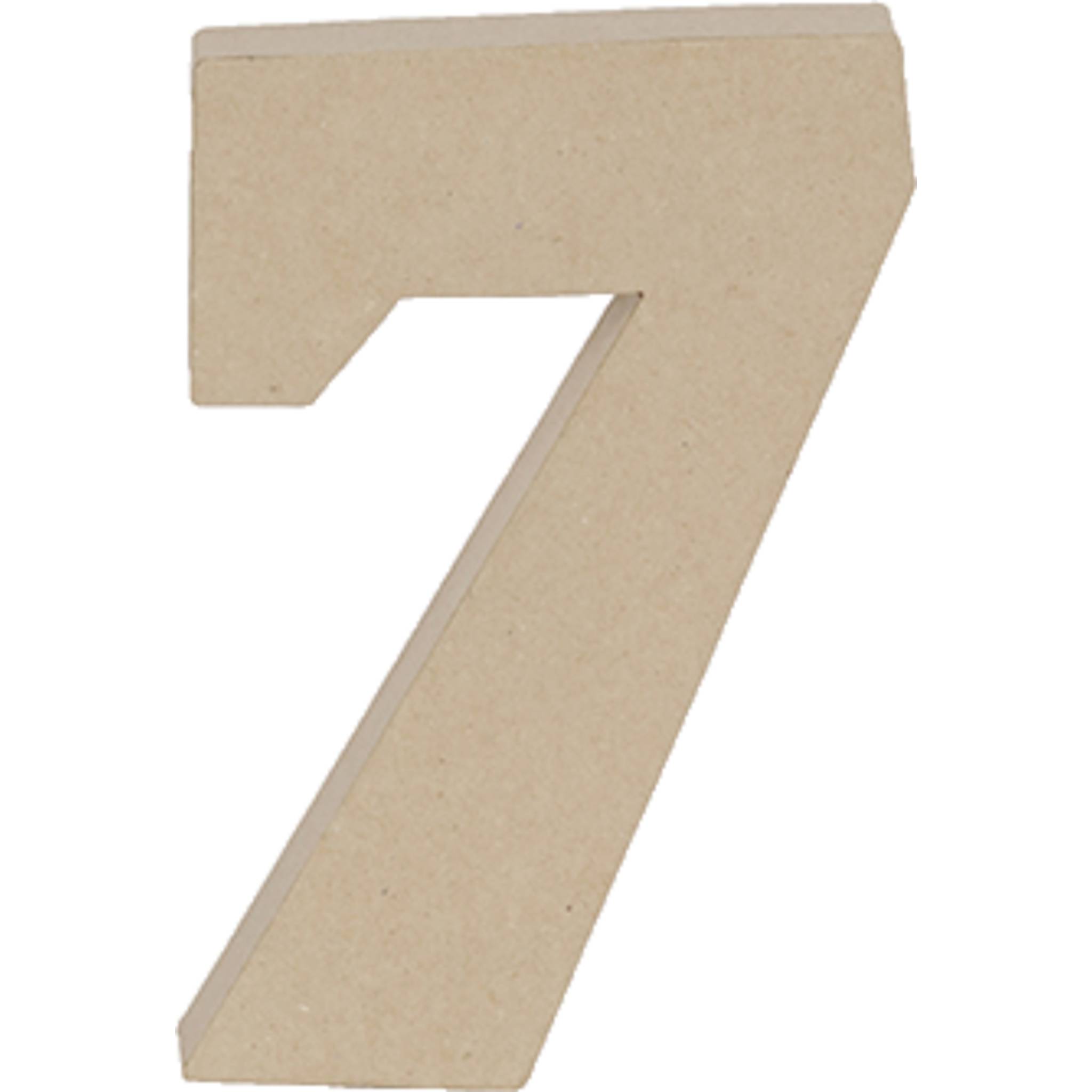 Décopatch 3x Pappmaché, Ziffer 7 Kraft 20 cm - Kartonbraun AC891C