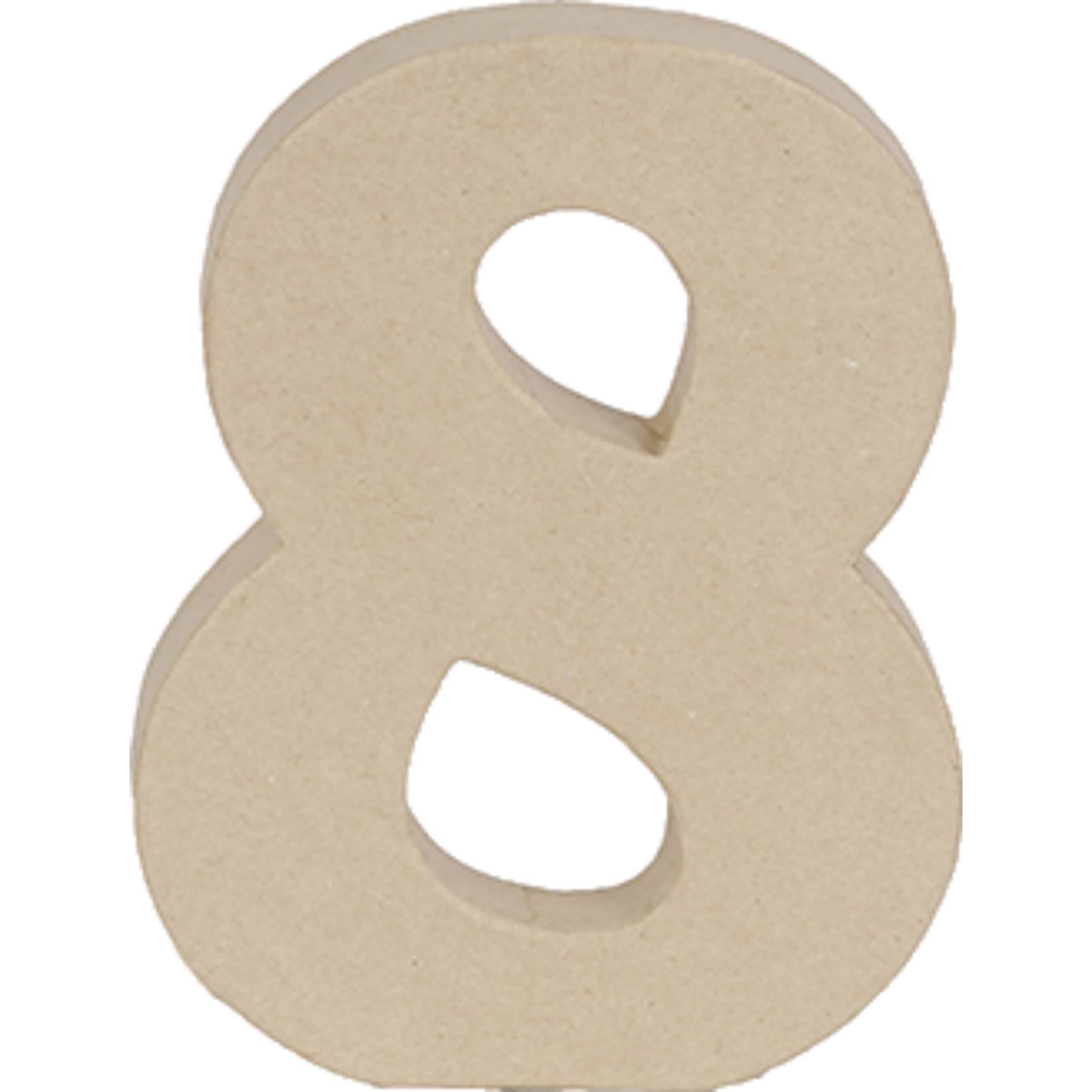Décopatch 3x Pappmaché, Ziffer 8 Kraft 20 cm - Kartonbraun AC892C
