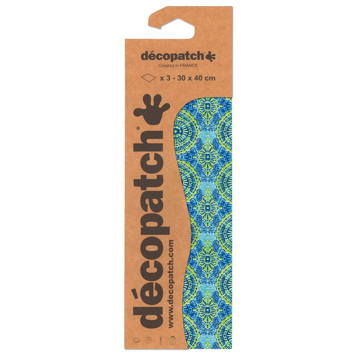 Décopatch 6x Blisterpackung 3 Bogen Papier 30x40cm gleichen Design Nr. 338 C388O