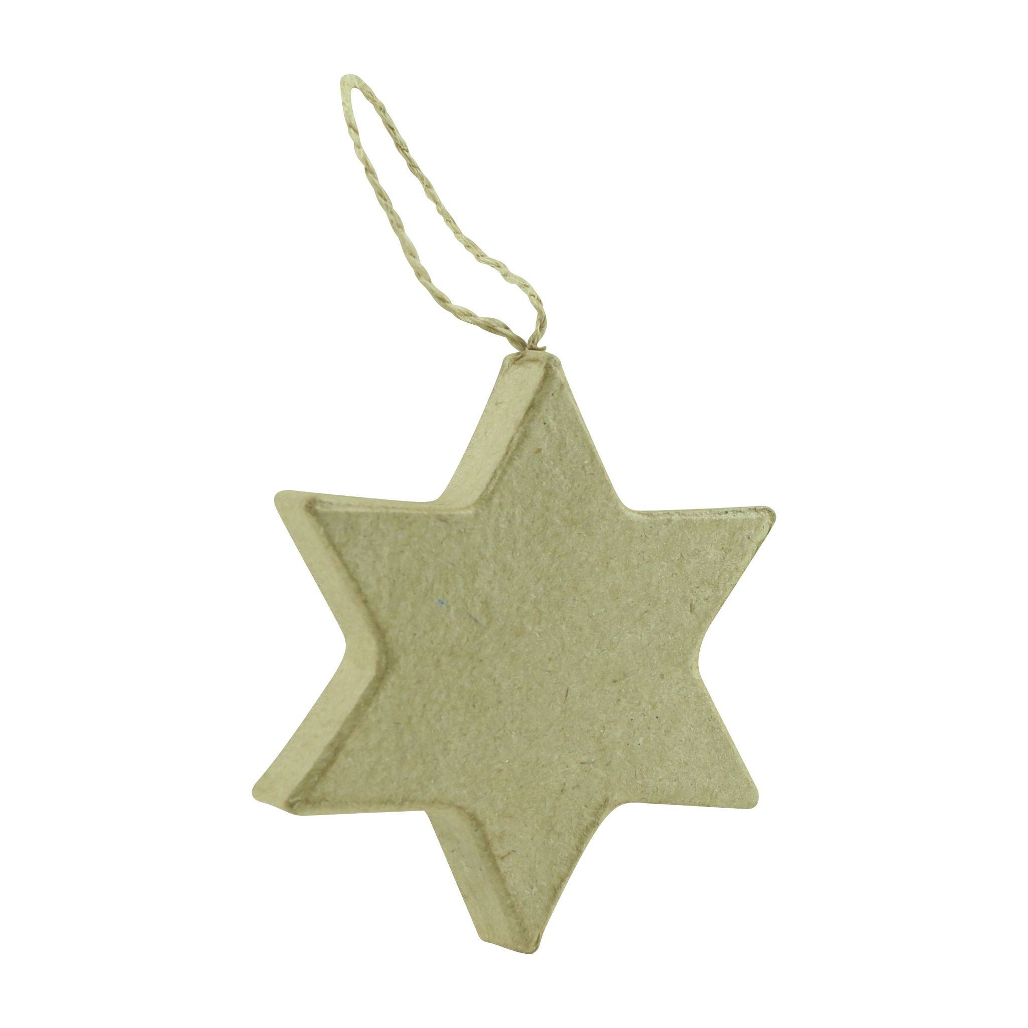 Décopatch 10x Braunes Pappmaché, flacher Stern zum Aufhängen Kartonbraun NO025O
