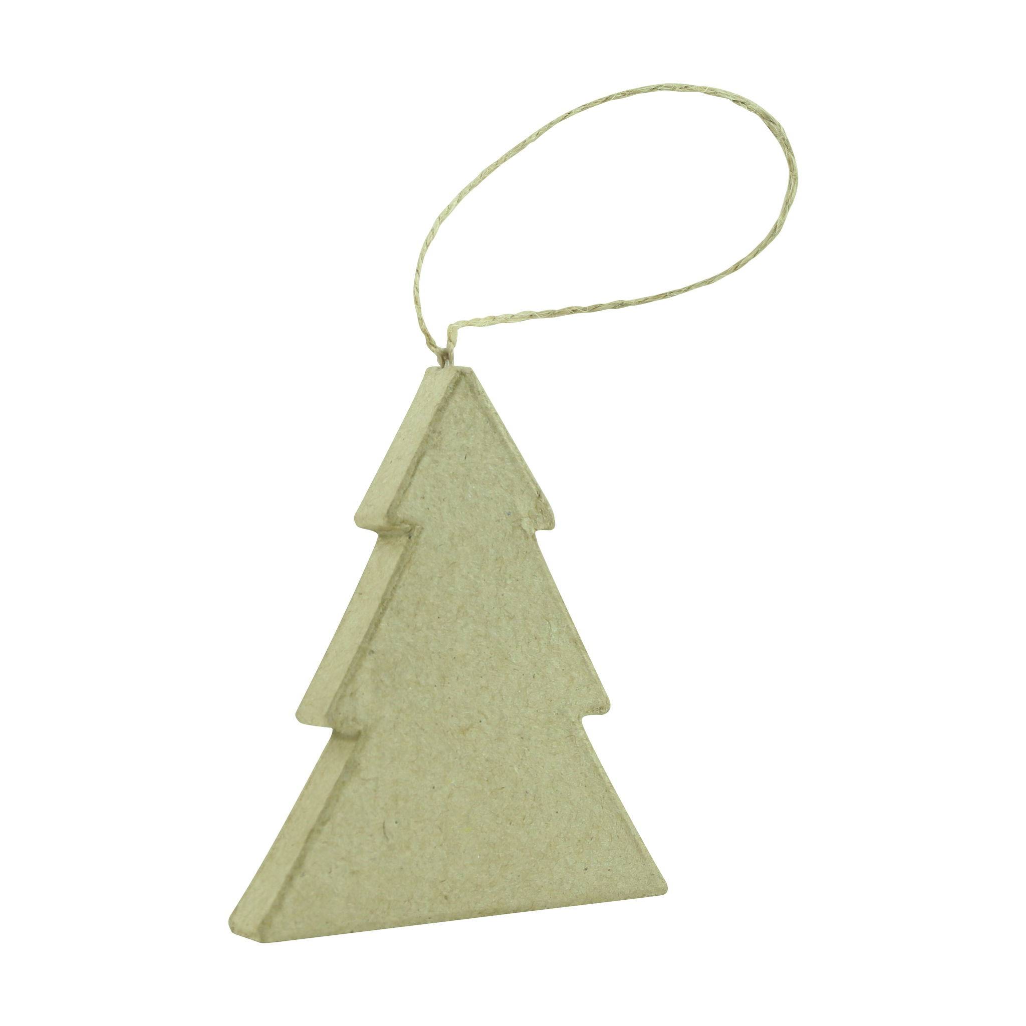 Décopatch 10x Pappmaché, flacher Tannenbaum zum Aufhängen Kartonbraun NO026O