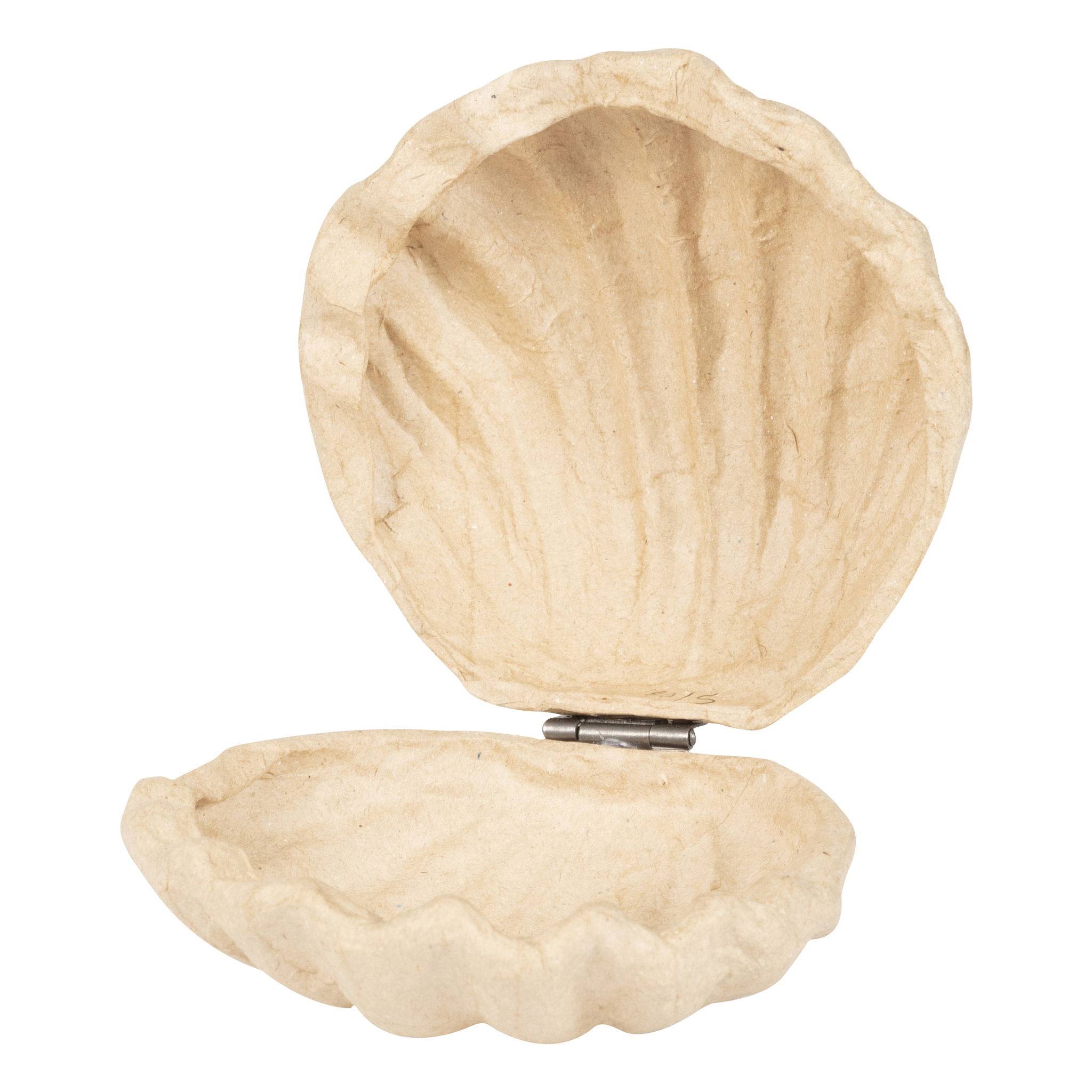 Décopatch 4x Braunes Pappmaché, Muschelbox 12x12x5cm - Kartonbraun BT078C