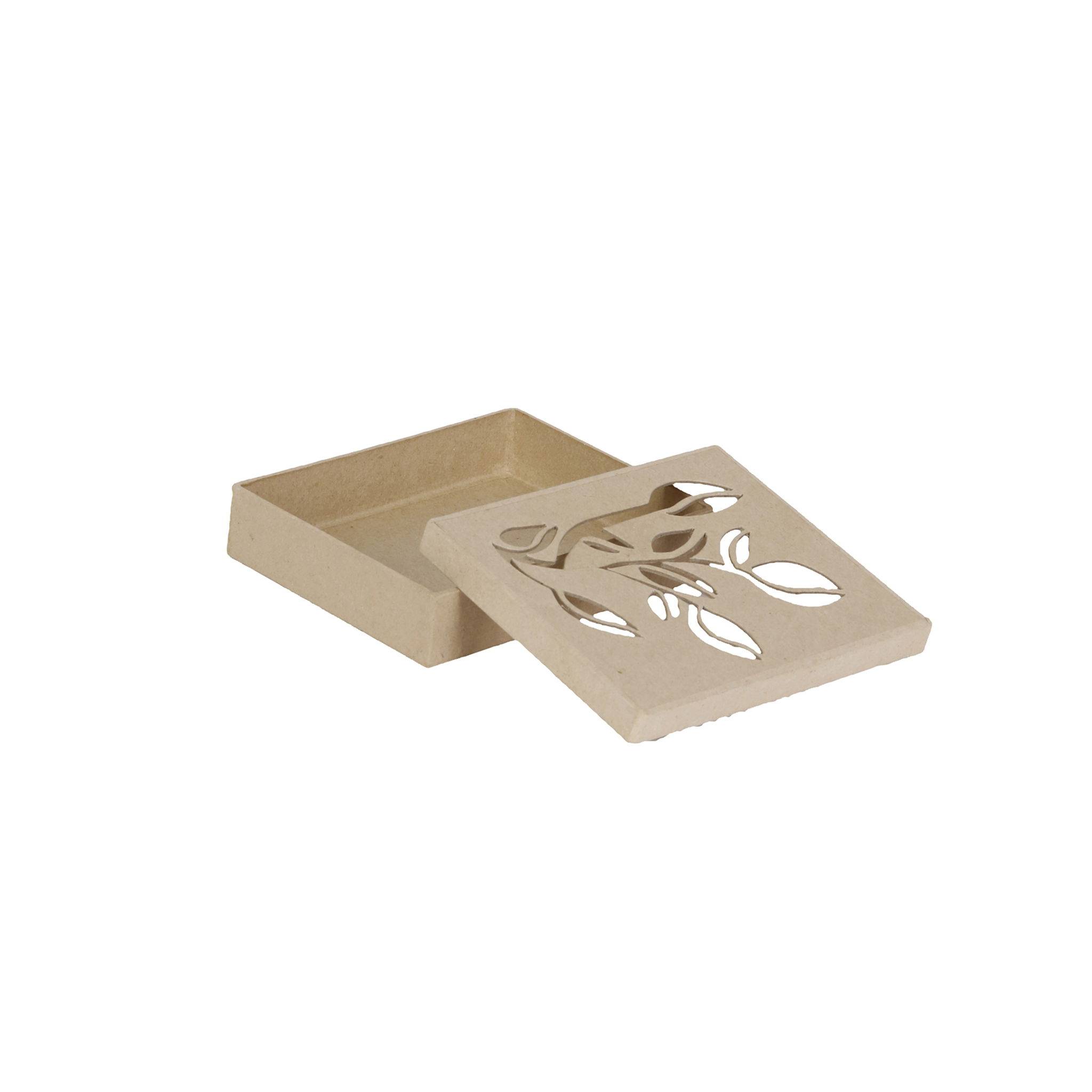 Décopatch 4x Pappmaché rechteckige Schachtel 15x12x3cm - Kartonbraun BT077C