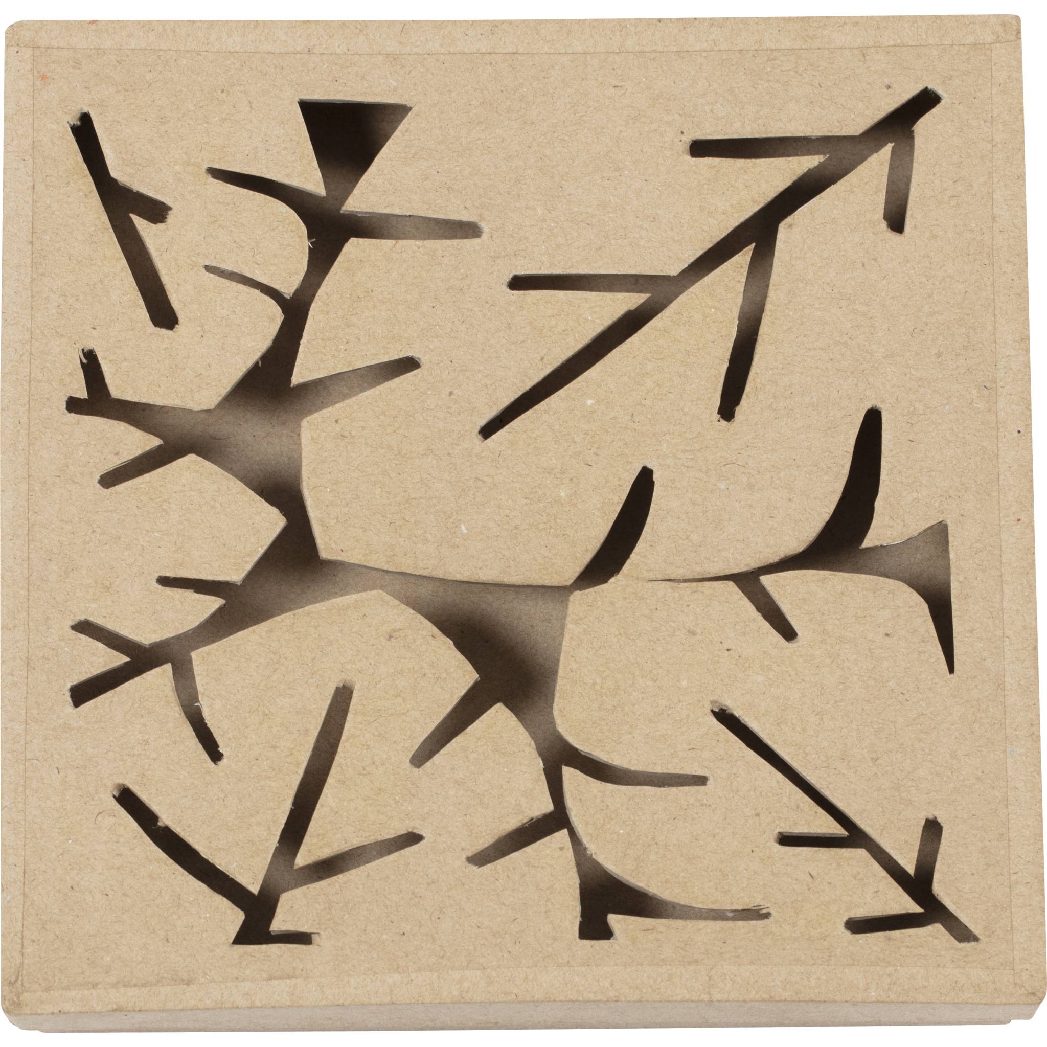 Décopatch 4x Pappmaché viereckige Schachtel 17x17x3cm - Kartonbraun BT075C