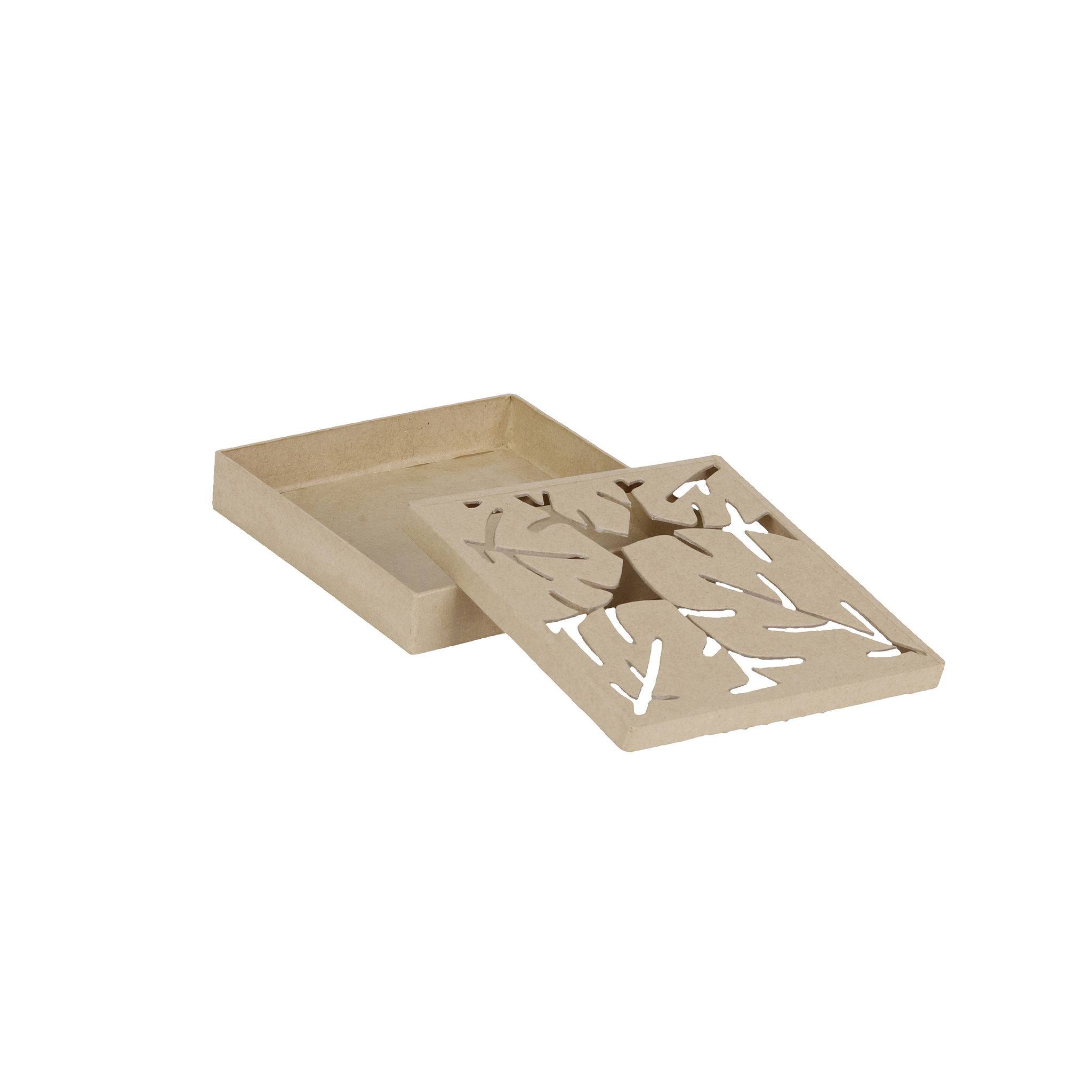Décopatch 4x Pappmaché viereckige Schachtel 17x17x3cm - Kartonbraun BT075C