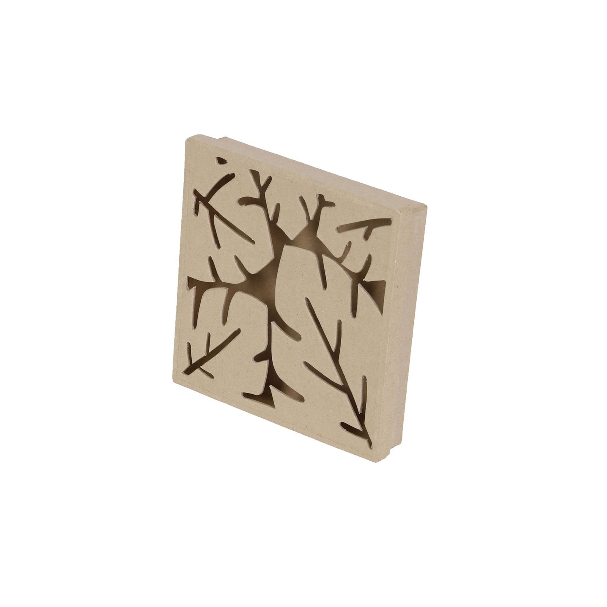 Décopatch 4x Pappmaché viereckige Schachtel 17x17x3cm - Kartonbraun BT075C