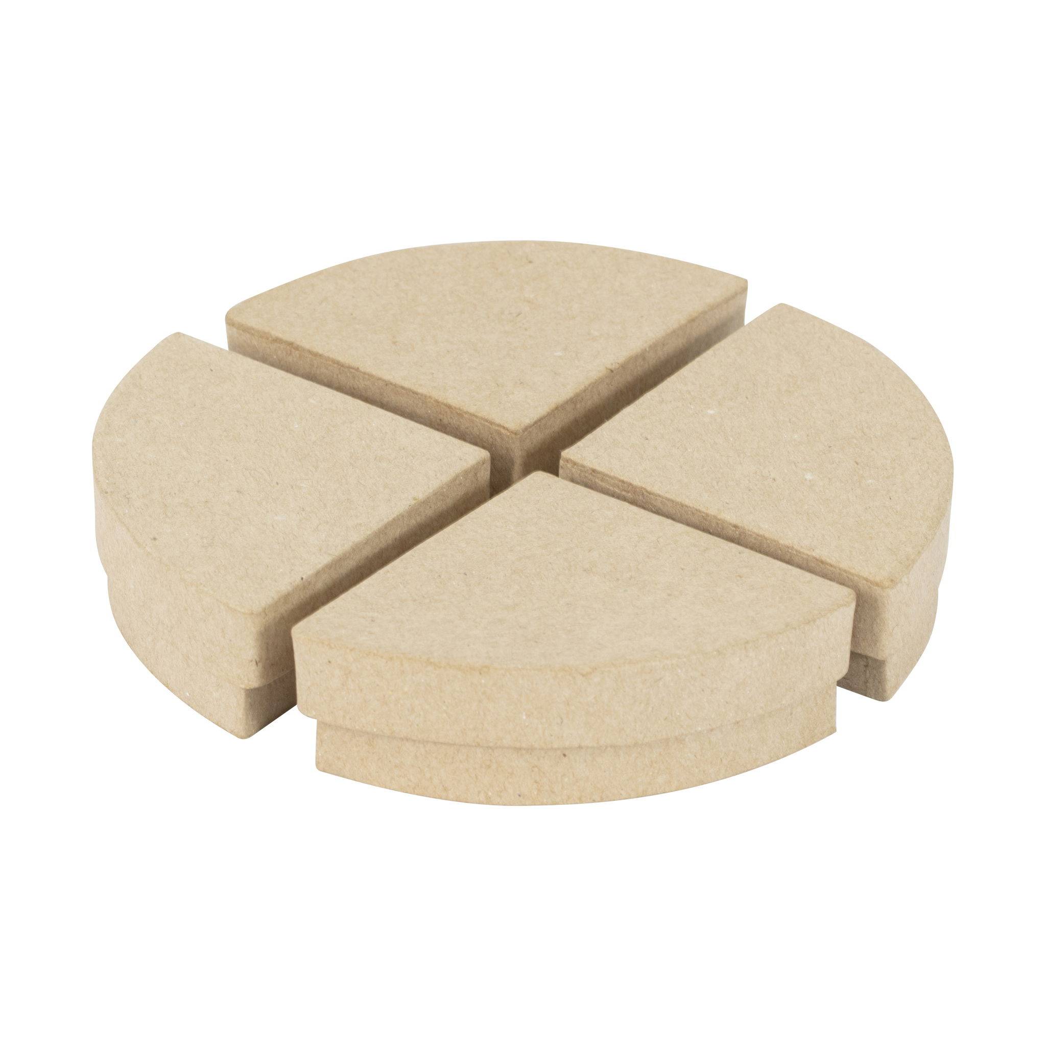 Décopatch 4x Braunes Pappmaché, Schachtel 1/4 Torte 7x7x3cm - Kartonbraun BT072C