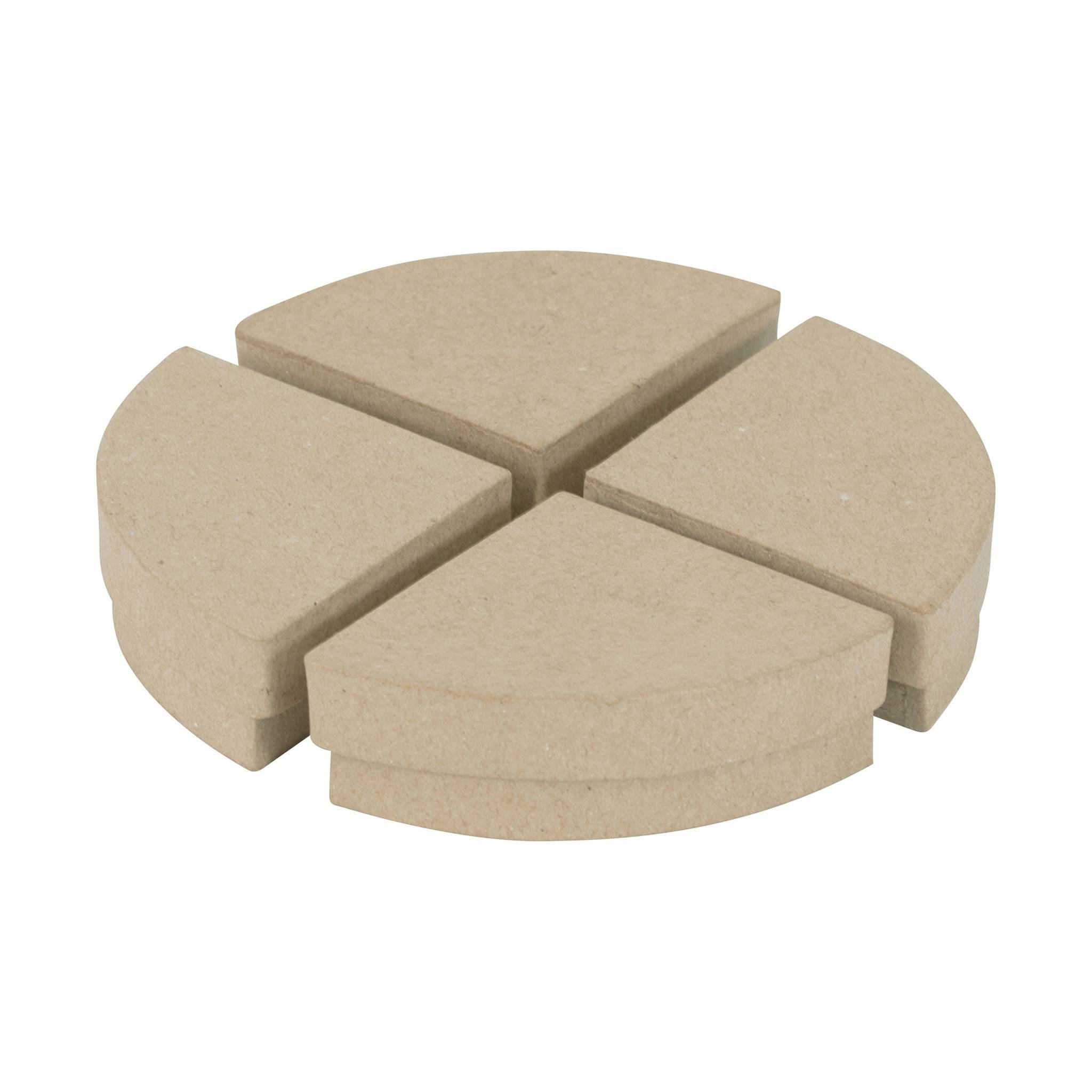 Décopatch 4x Braunes Pappmaché, Schachtel 1/4 Torte 7x7x3cm - Kartonbraun BT072C