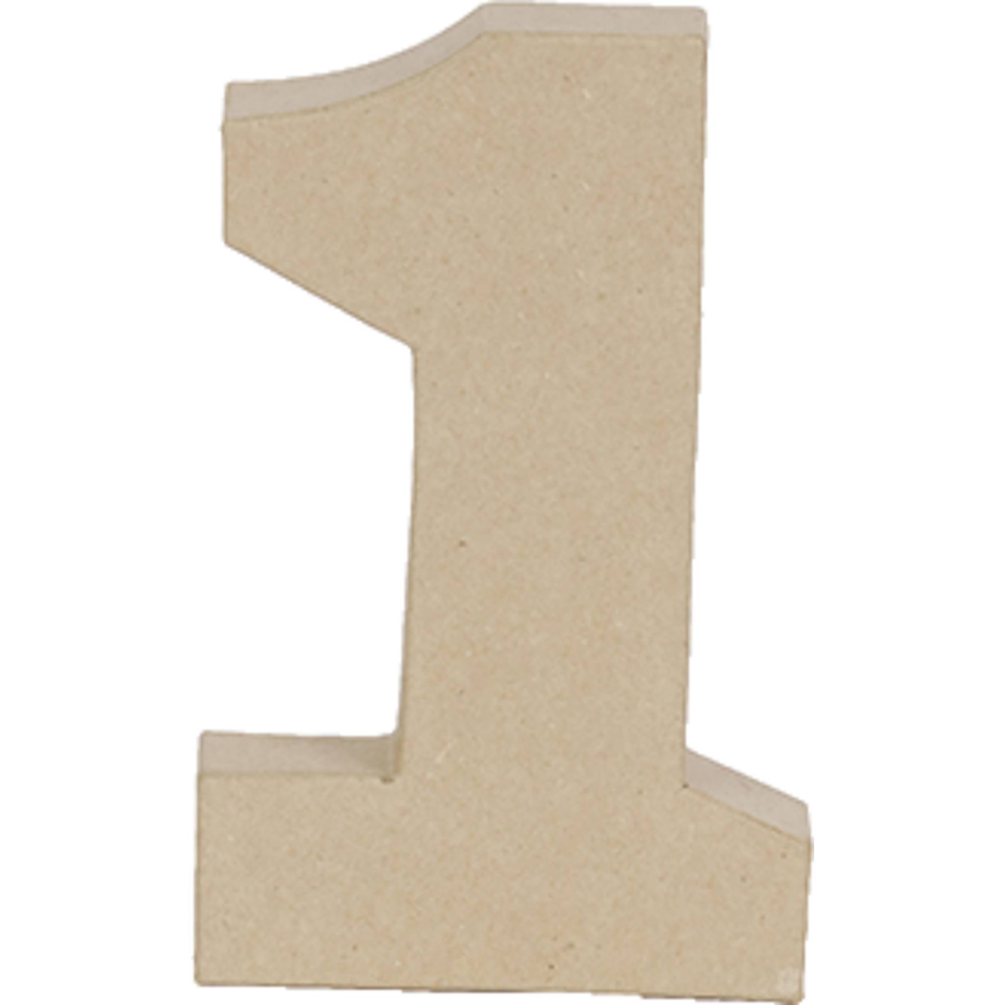 Décopatch 3x Pappmaché, Ziffer 1 Kraft 20 cm - Kartonbraun AC885C