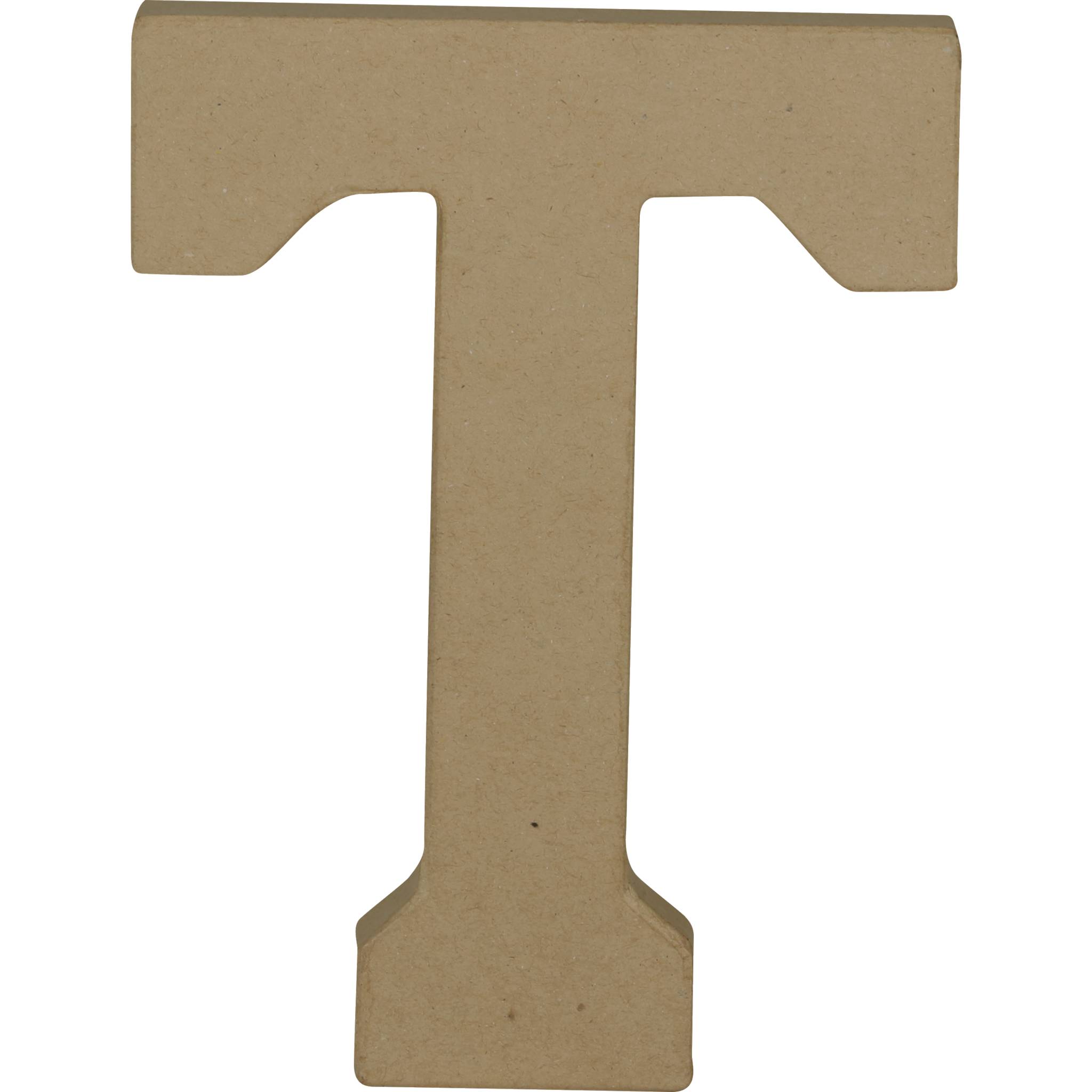 Décopatch 3x Pappmaché Kraft, Großbuchstabe T 20cm - Kartonbraun AC871C