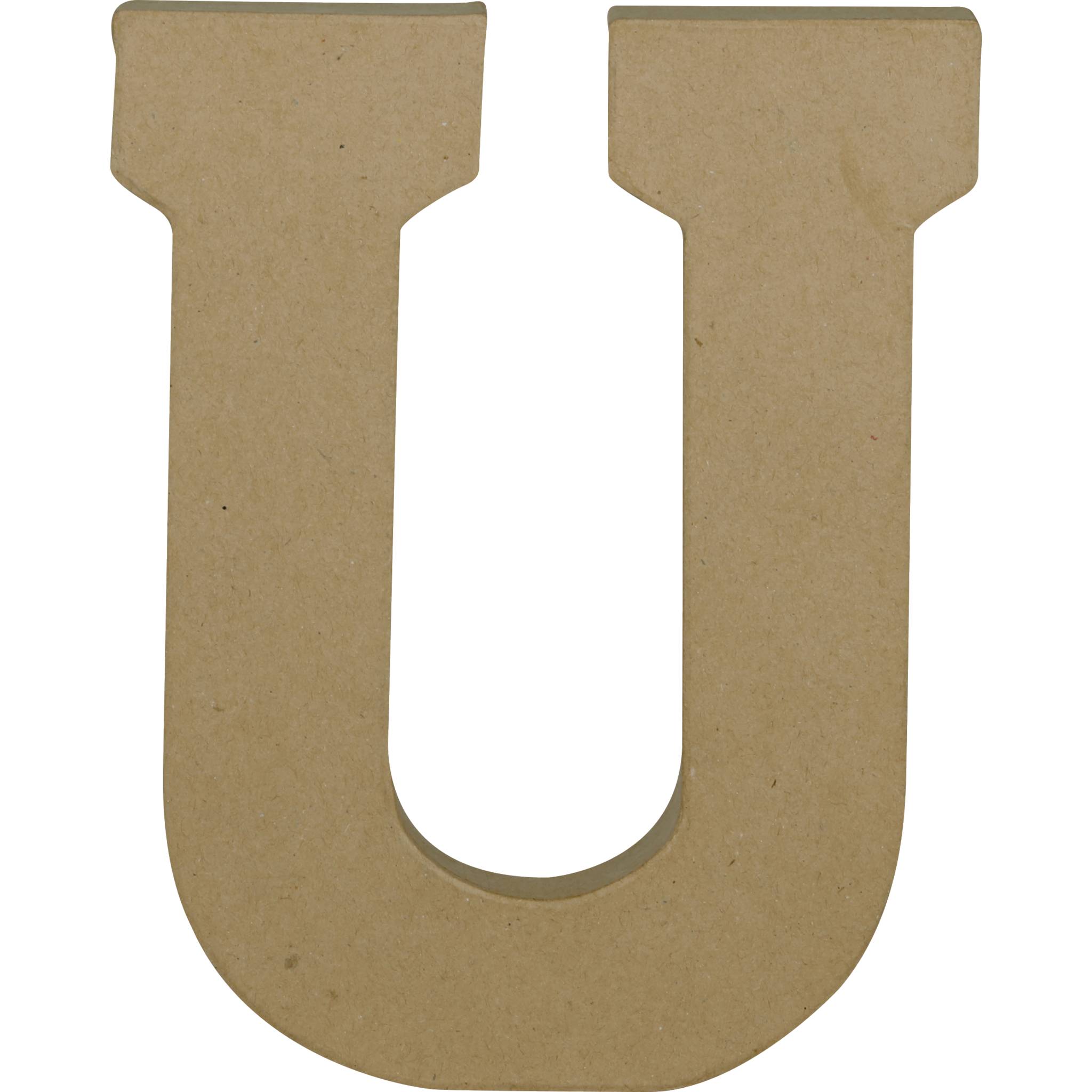 Décopatch 3x Pappmaché Kraft, Großbuchstabe U 20cm - Kartonbraun AC872C