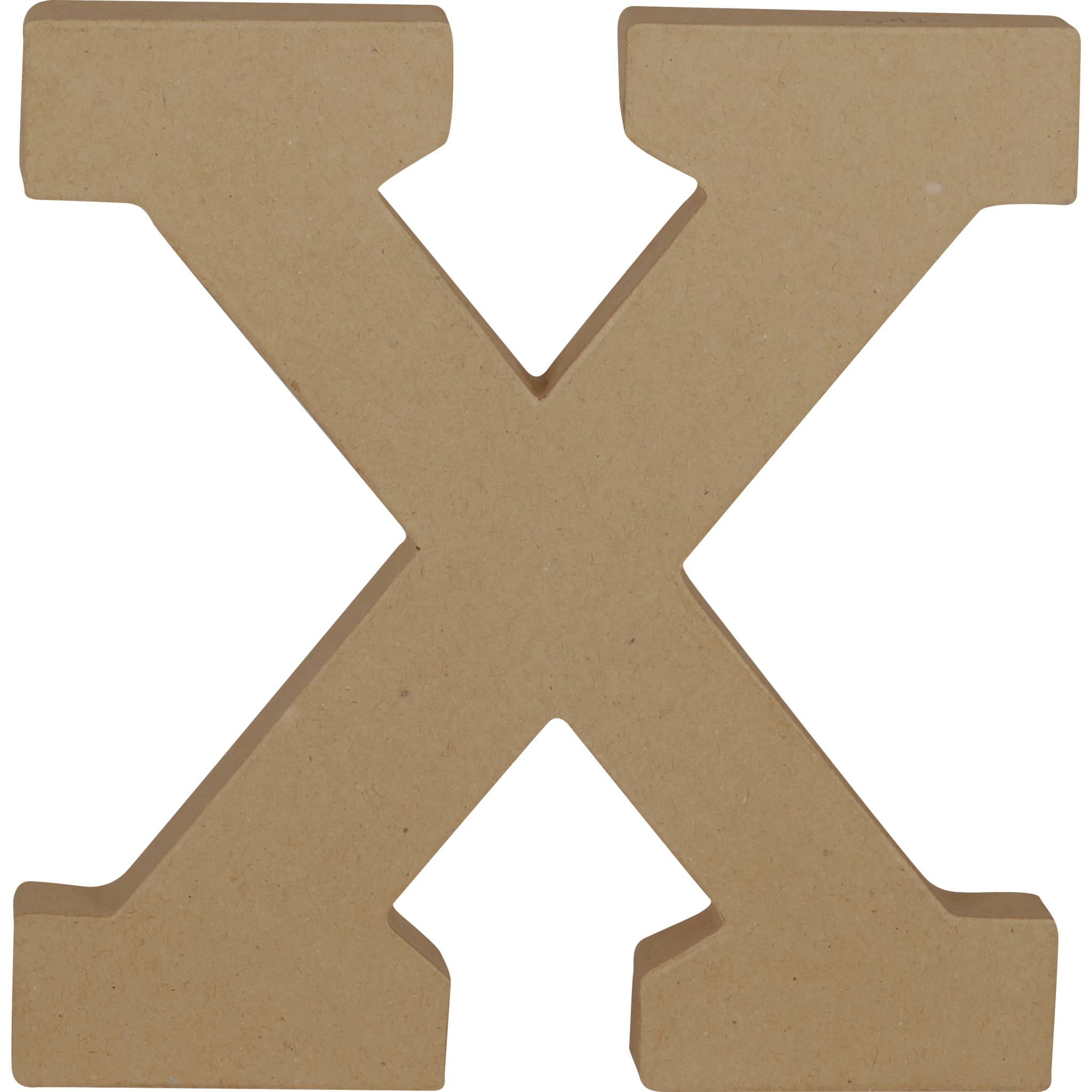 Décopatch 3x Pappmaché Kraft, Großbuchstabe X 20cm - Kartonbraun AC875C