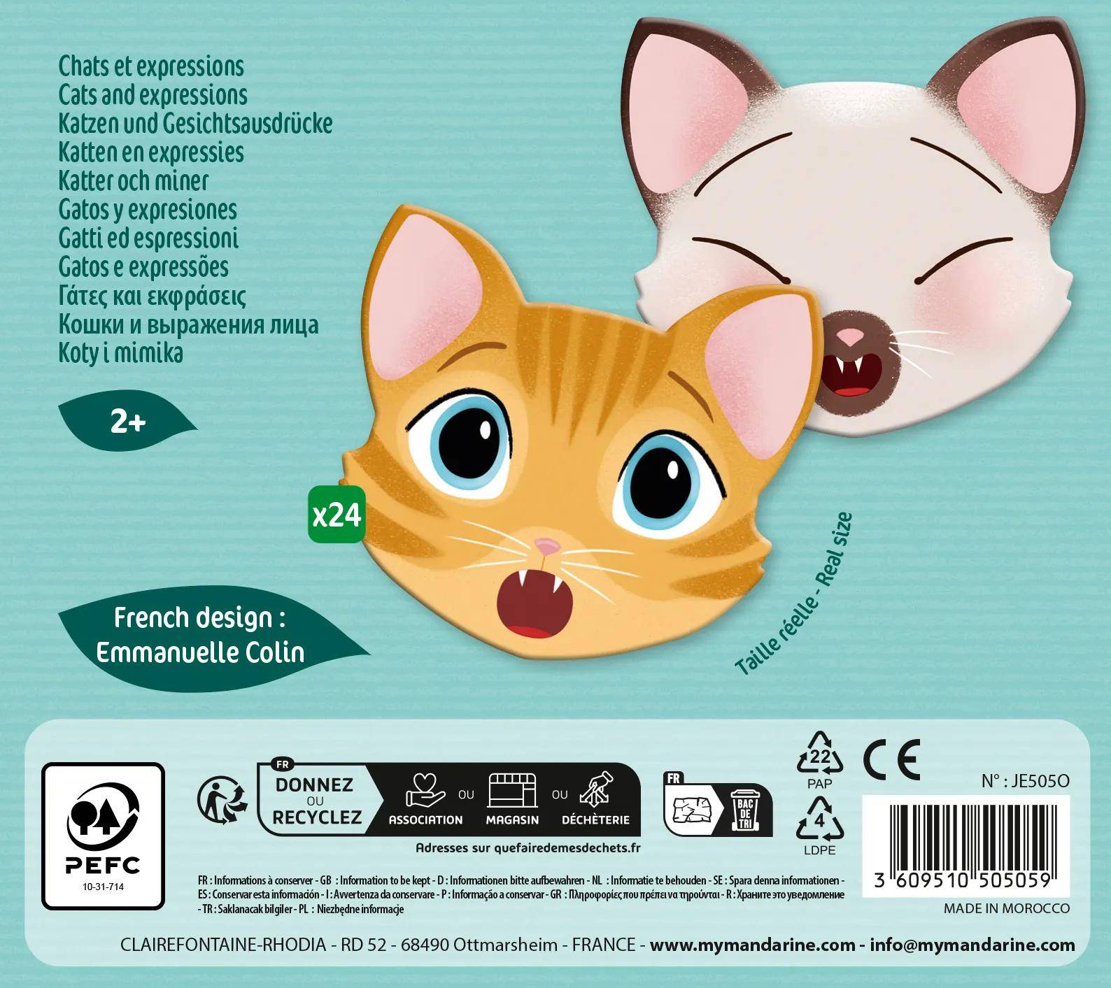 Avenue Mandarine 2x Memory, Katzen und Ausdrücke - Mehrfarbig JE505O