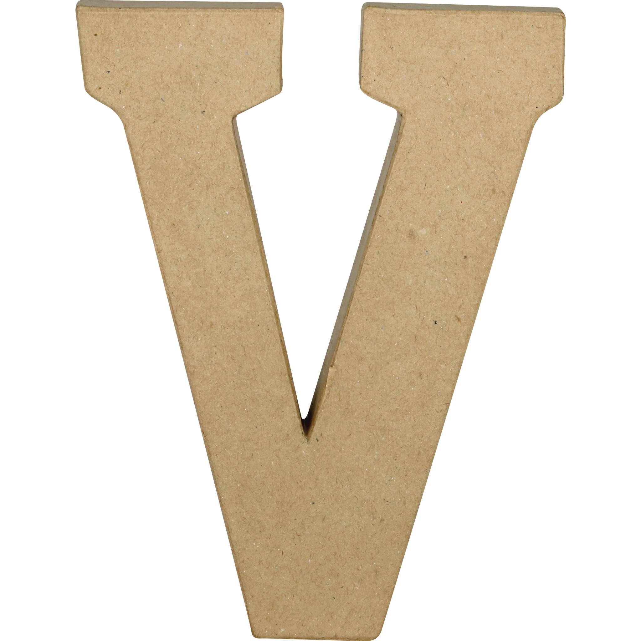 Décopatch 3x Pappmaché Kraft, Großbuchstabe V 20cm - Kartonbraun AC873C