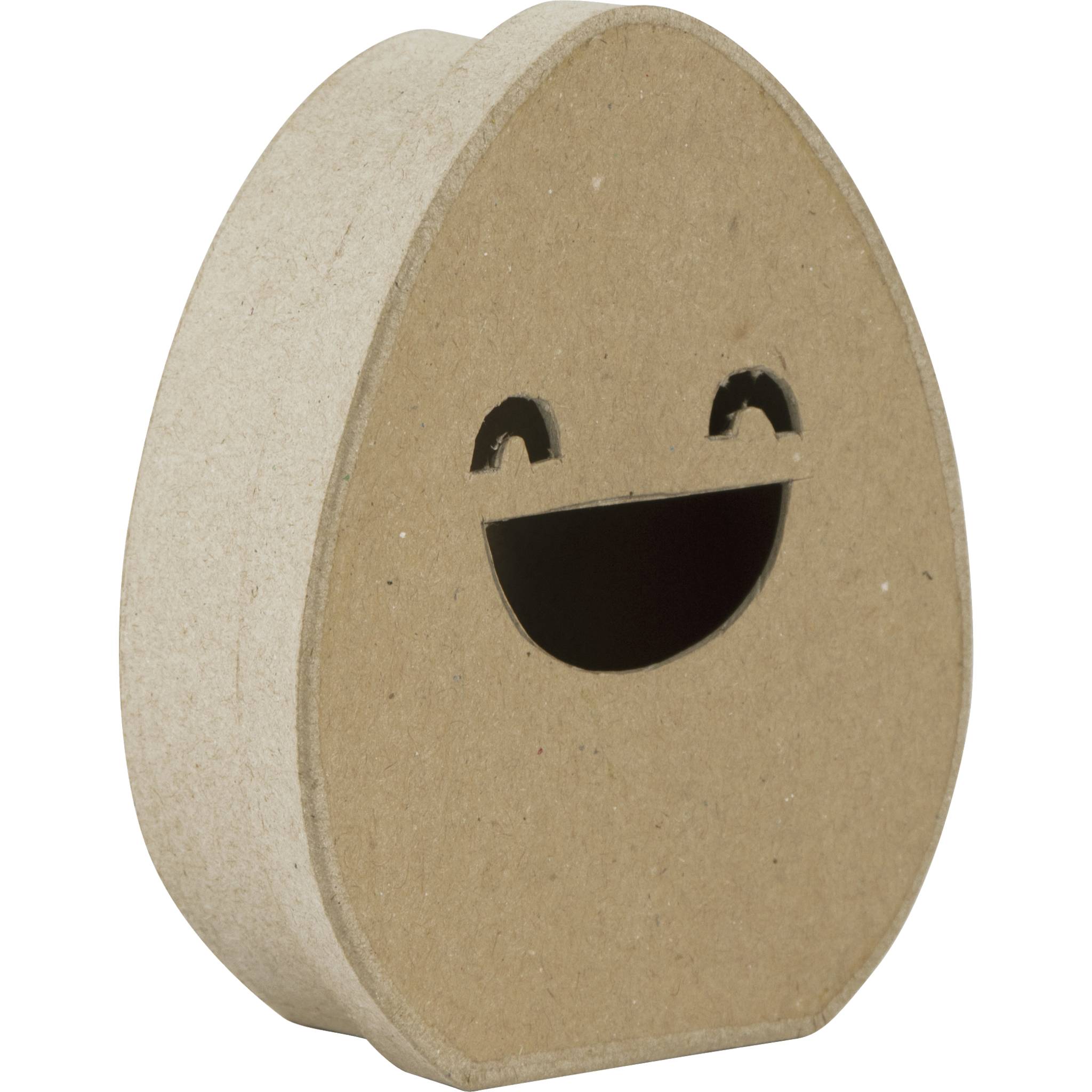 Décopatch 5x Braunes Pappmaché, Schachtel, lachendes Ei - Kartonbraun BT067C