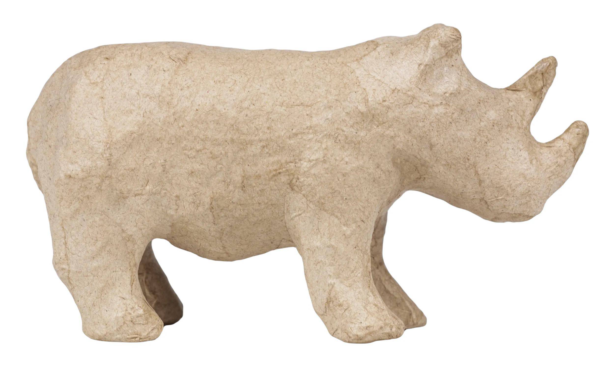 Décopatch 5x Pappmaché, Nashorn 13x5x7cm - Kartonbraun AP205C