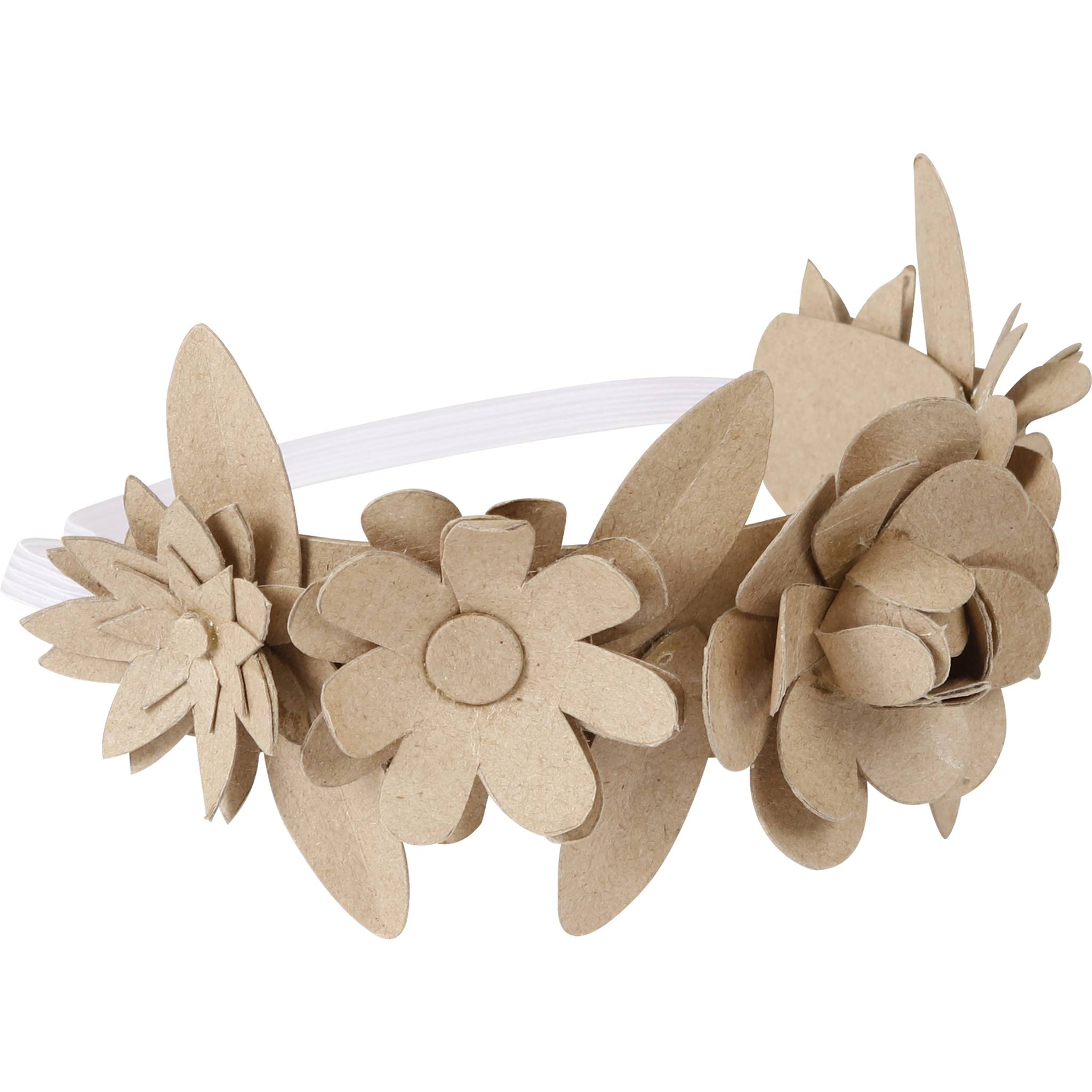 Décopatch 5x Braunes Pappmaché, floraler Haarkranz 16x9cm - Kartonbraun AC900C