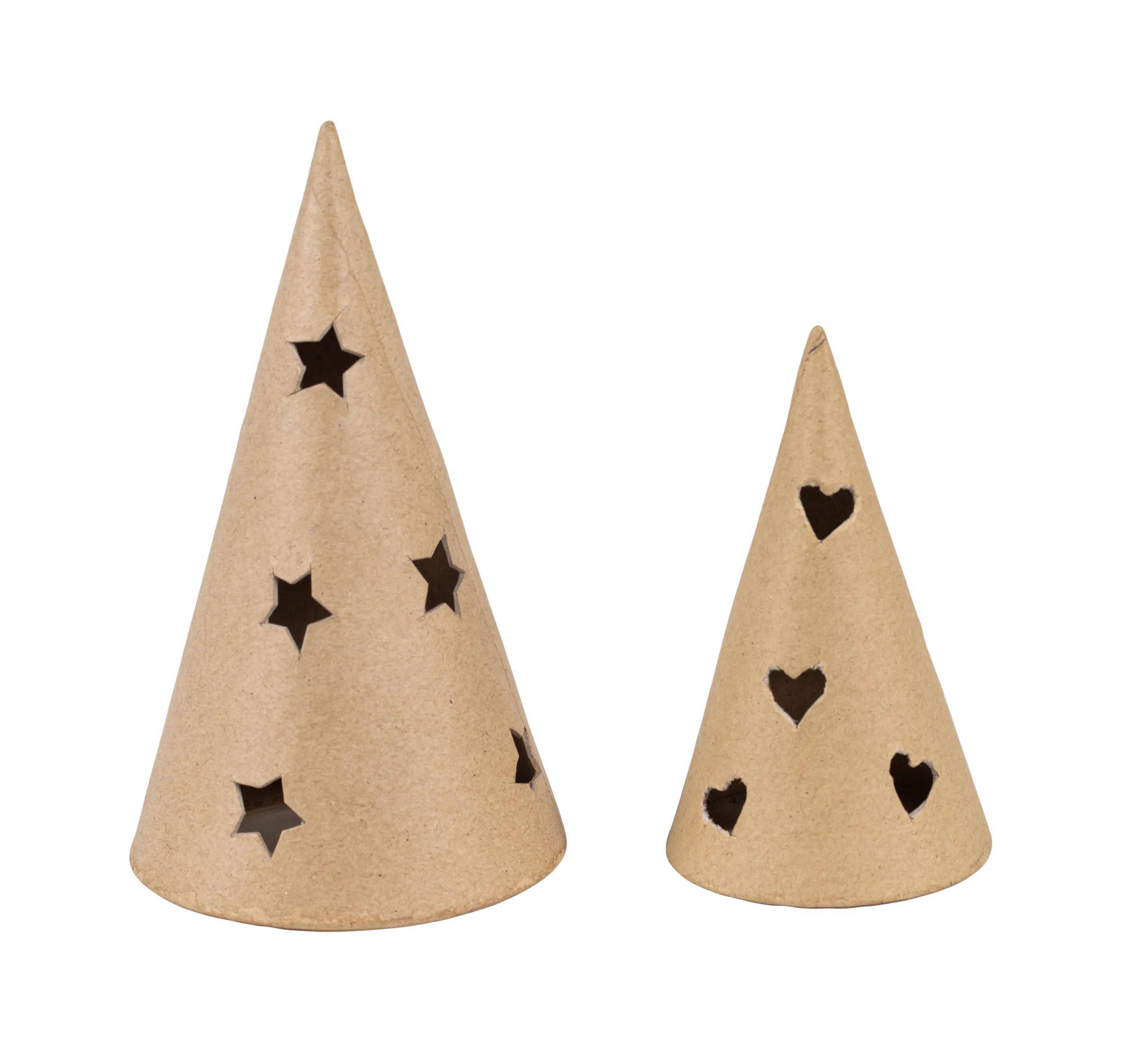 Décopatch 3x Pappmaché, Kerzenhalter, Herzen 6x6x10,5 cm Kartonbraun NO066C