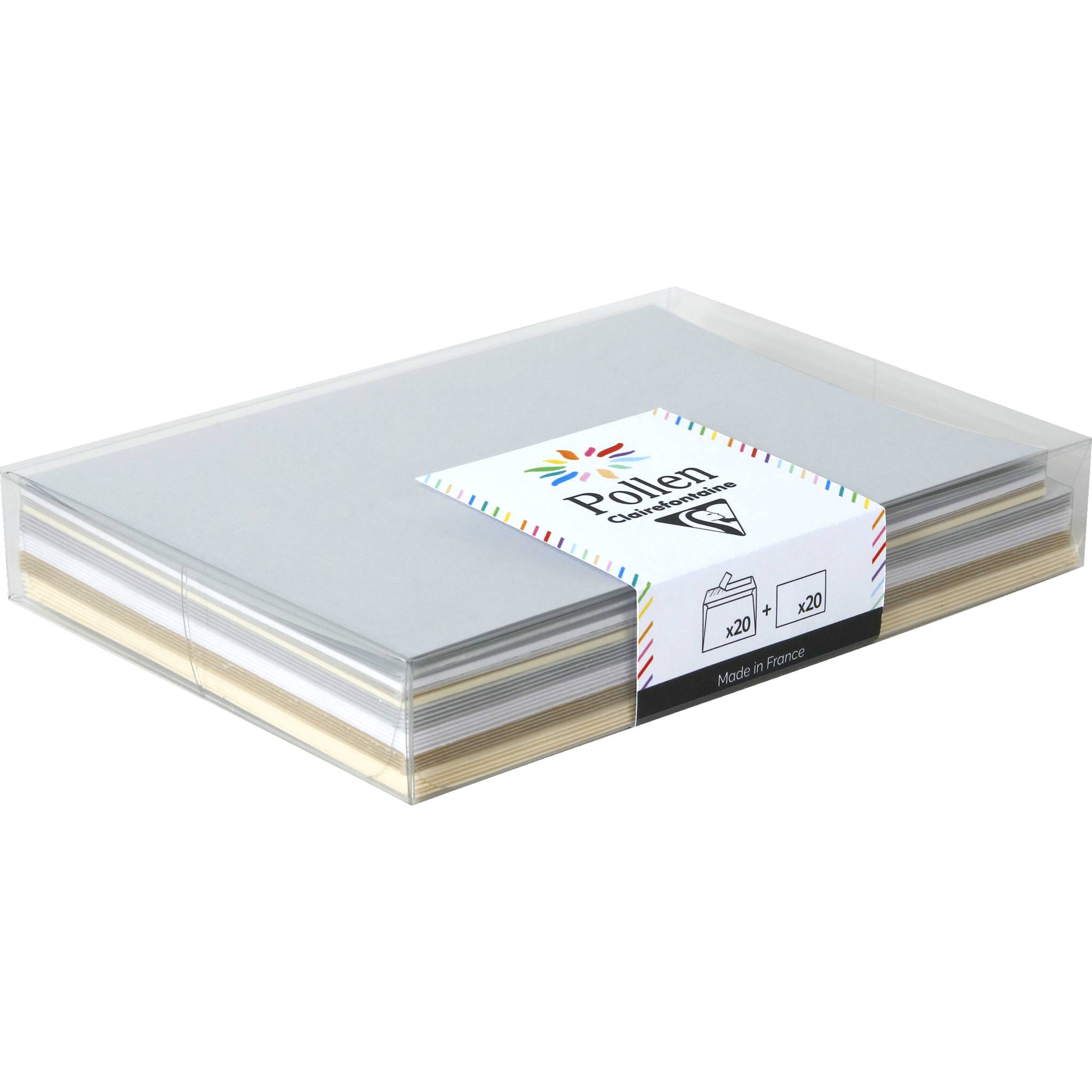 Pollen 5x Set einfarbig 20 Umschläge + 20 Karten 110x155 Sortierung Chic 20903C