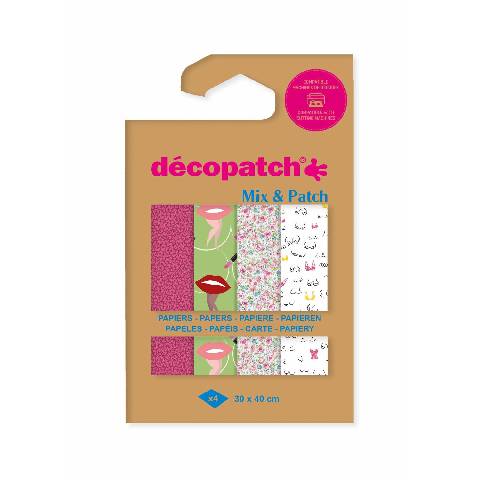 Décopatch 6x Mix & Patch, Pkg 4 Bl Décopatch-Papier 30x40 cm Sortierung DP048C