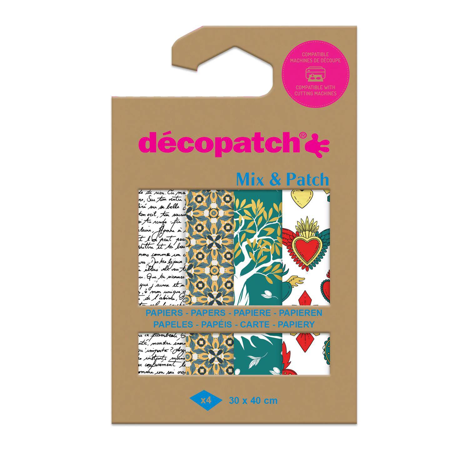 Décopatch 6x Mix & Patch, Pkg 4 Bl Décopatch-Papier 30x40 cm Sortierung DP049C