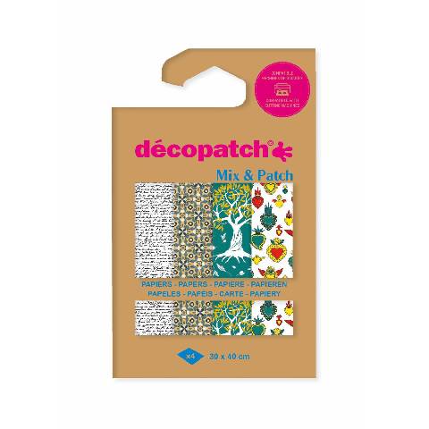 Décopatch 6x Mix & Patch, Pkg 4 Bl Décopatch-Papier 30x40 cm Sortierung DP049C