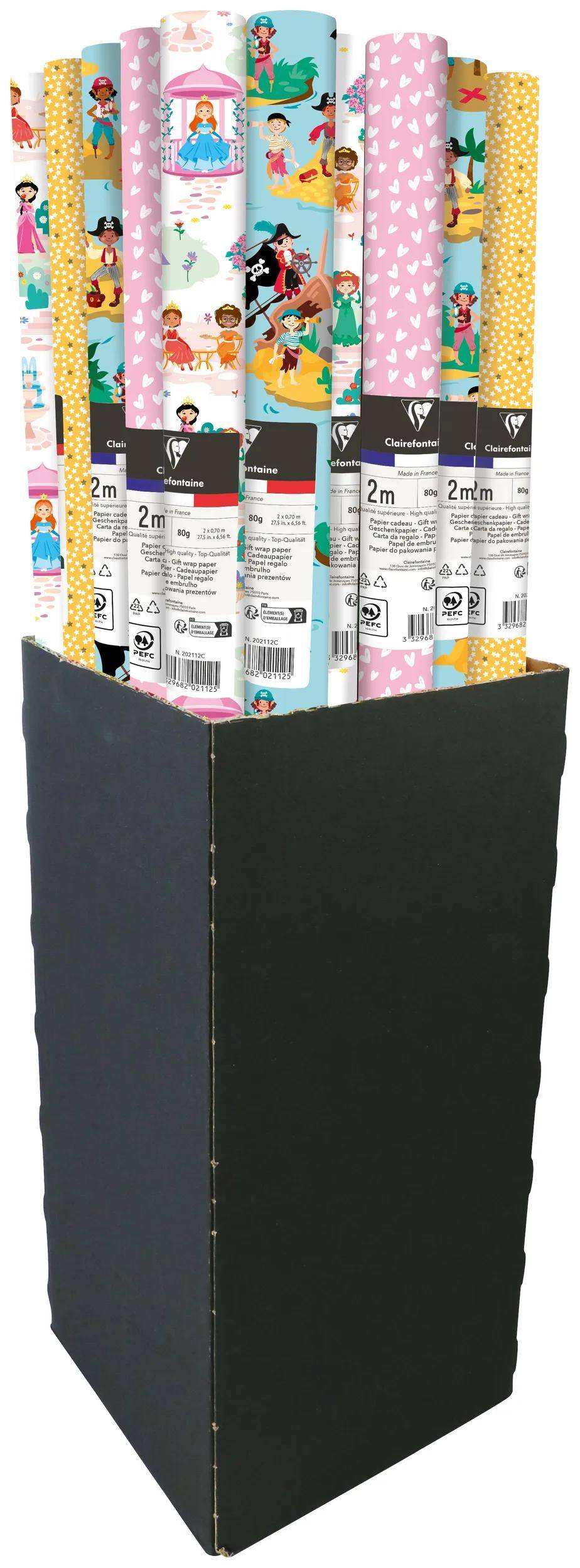 Clairefontaine 30x Geschenkpapier 80g, Rolle 2x0,70m display Sortierung 202112C