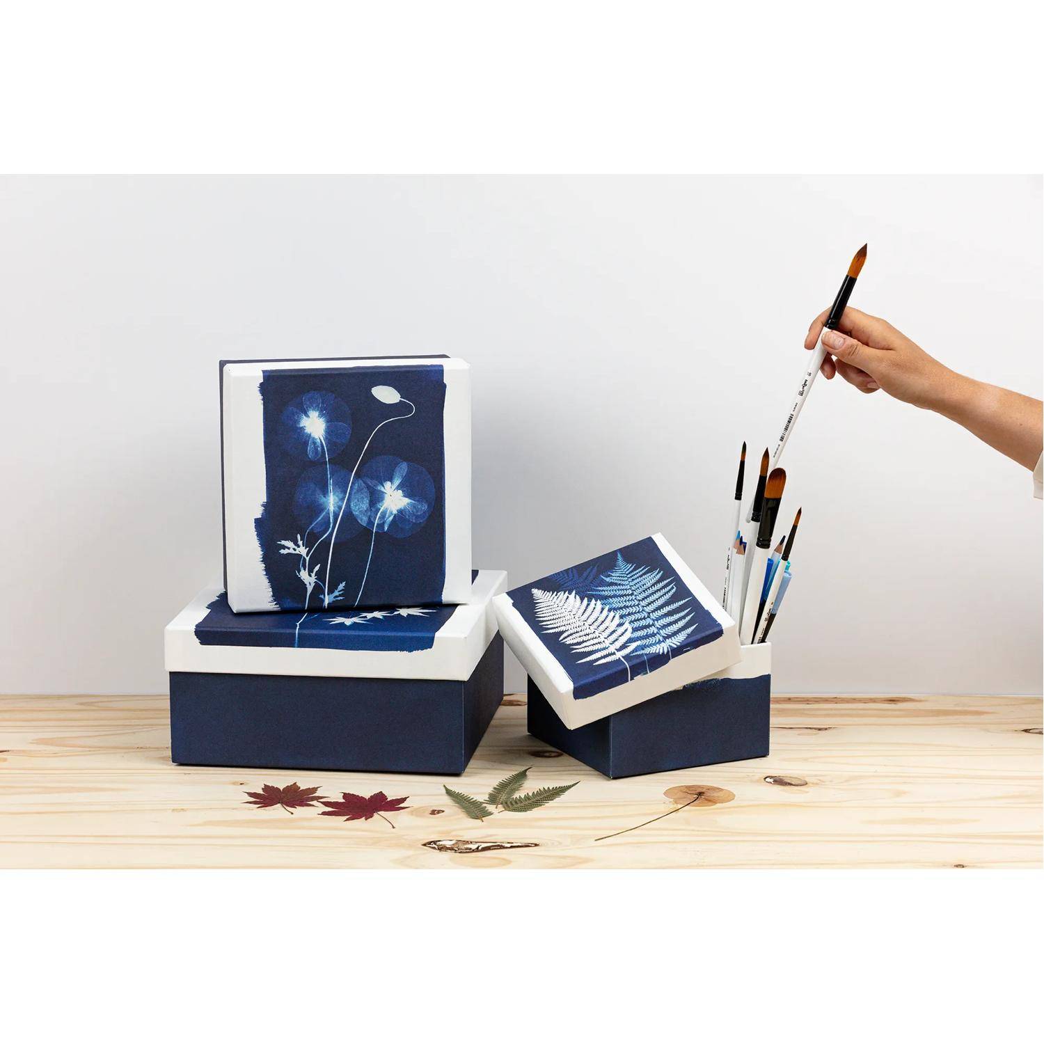 Clairefontaine 2x Set 3 Klappboxen 25x25x12 cm, 20x20x11cm und 16x16x10cm 83514C