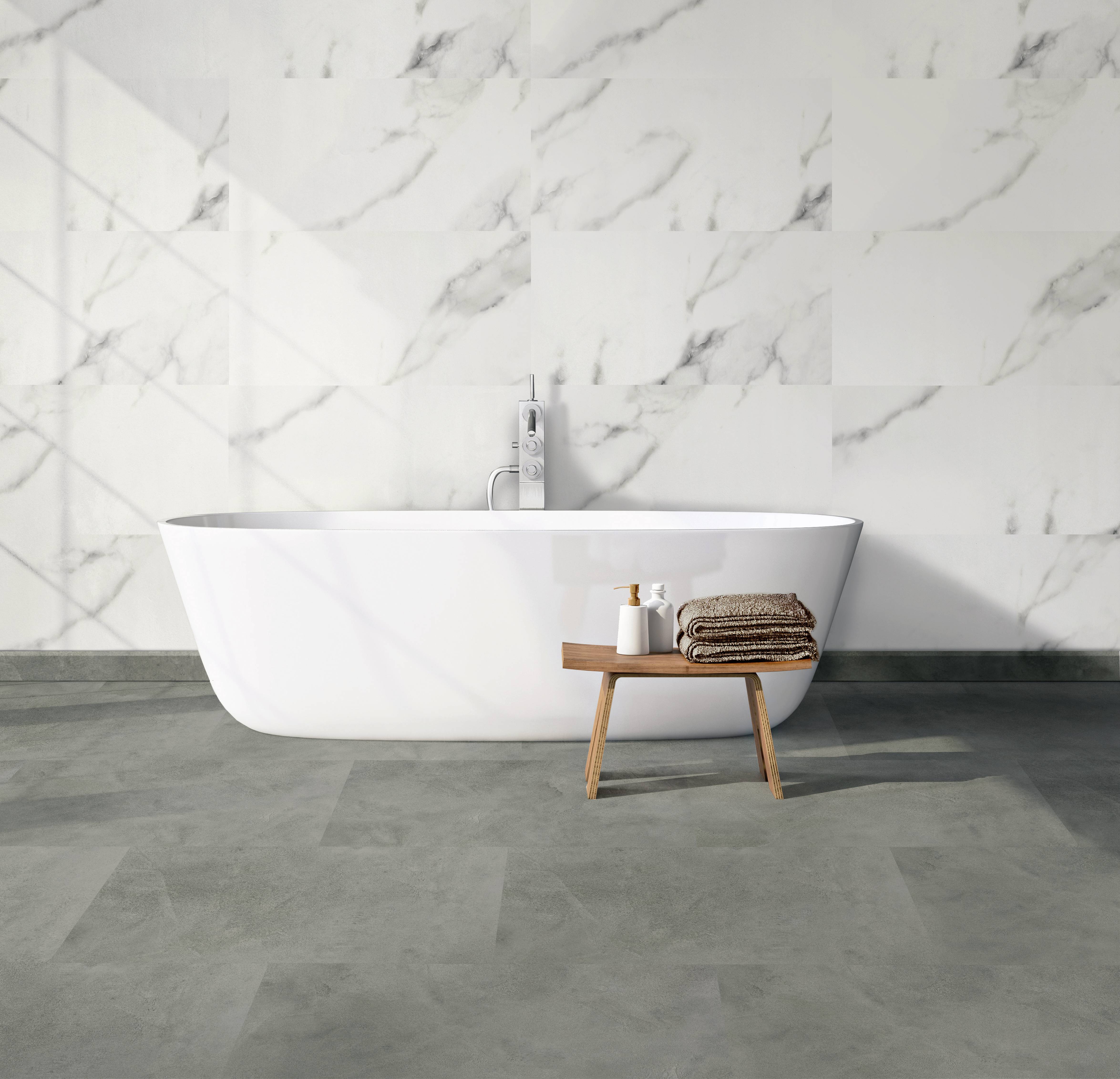 Aqua Click Tiles XL - Wasserdichte Wandpaneele und Bodenpaneele für Badezimmer - Glasgow XL - weiß - 5 Paneele (2,26m²)