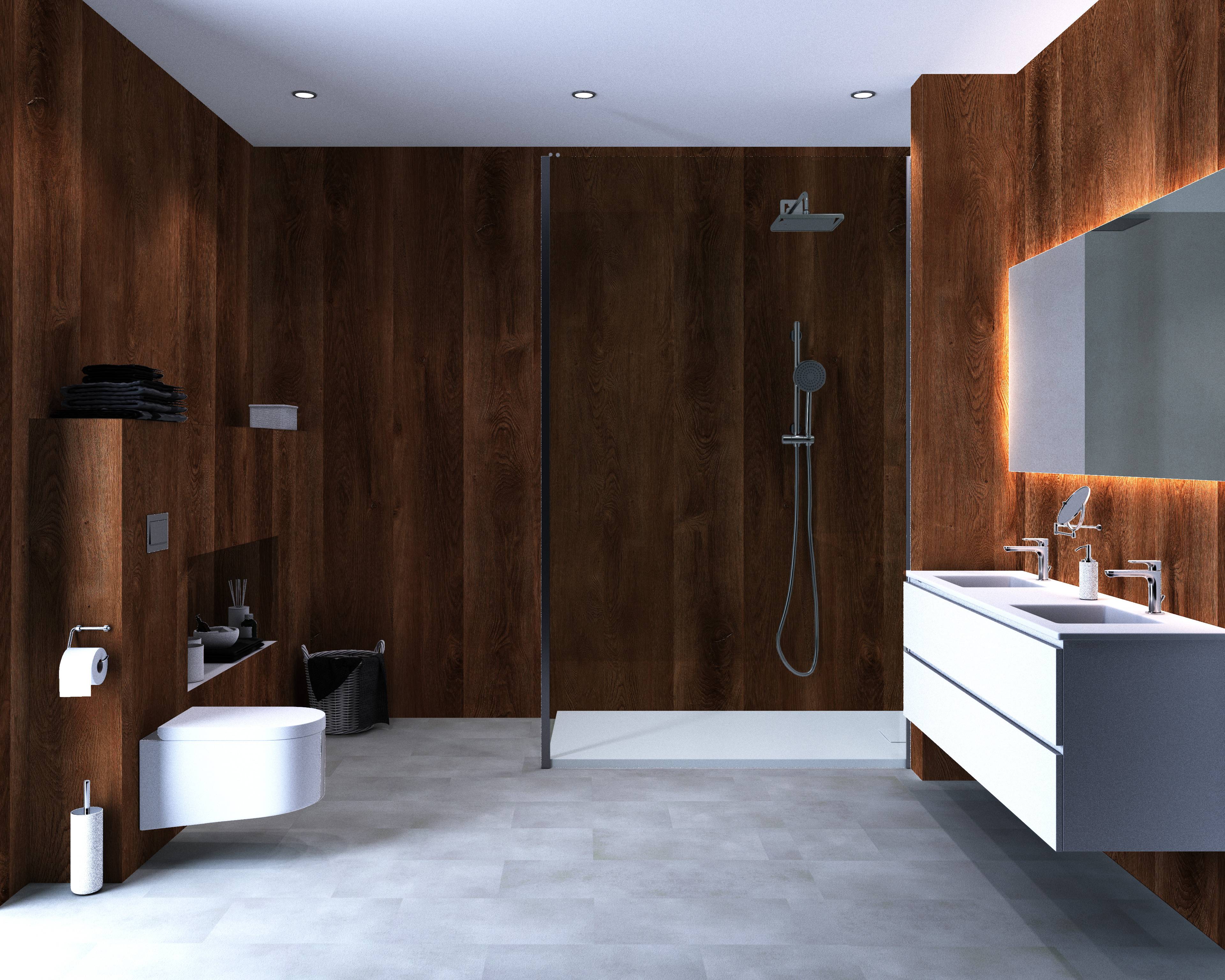 Aqua-Step- ALL IN ONE - Wasserdichte Wandpaneele und Bodenpaneele für Badezimmer - Newcastle - 6 Paneele (2,34m²)