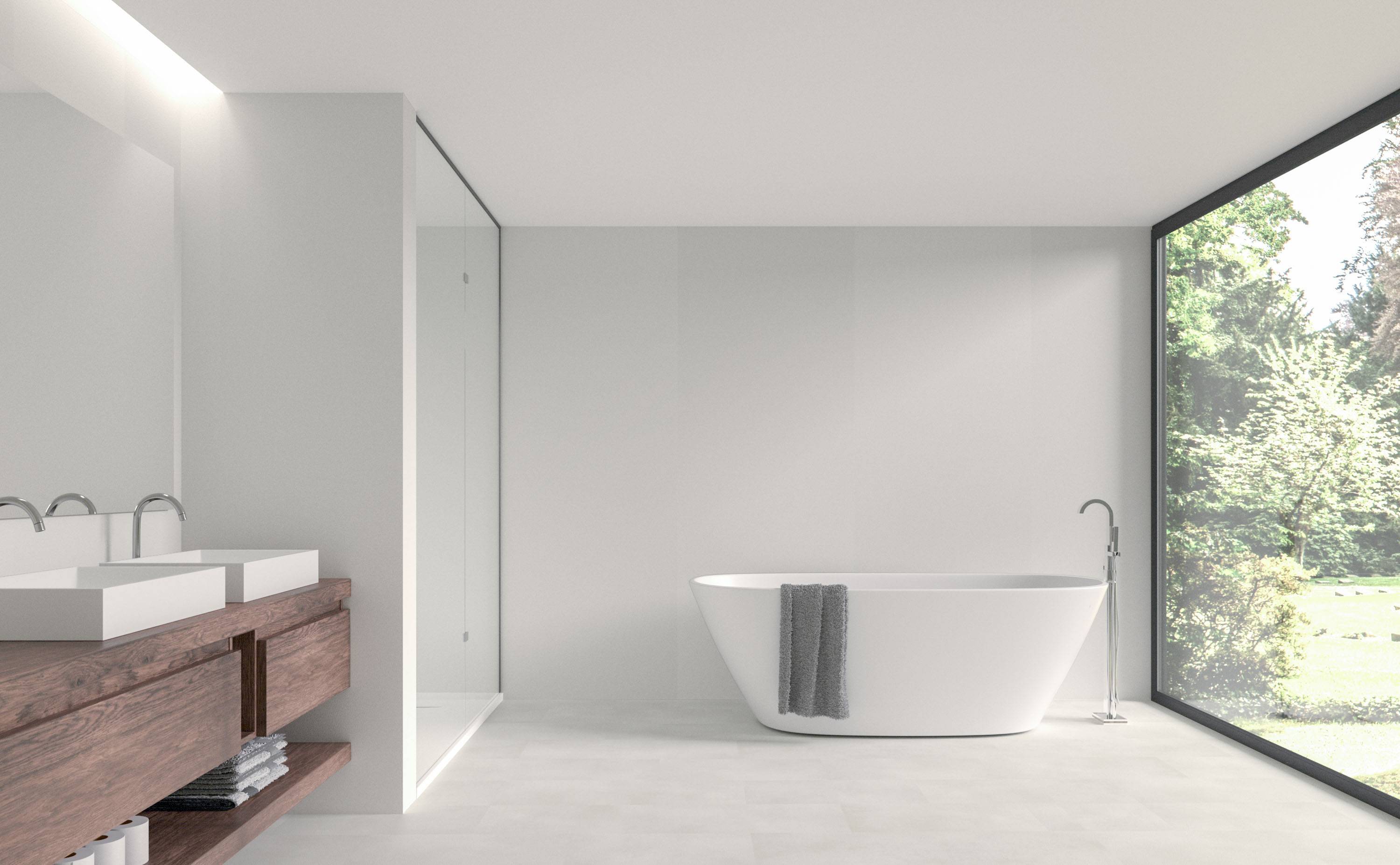 Aqua-Step- ALL IN ONE - Wasserdichte Wandpaneele und Bodenpaneele für Badezimmer - Weiß - 6 Paneele (2,34m²)