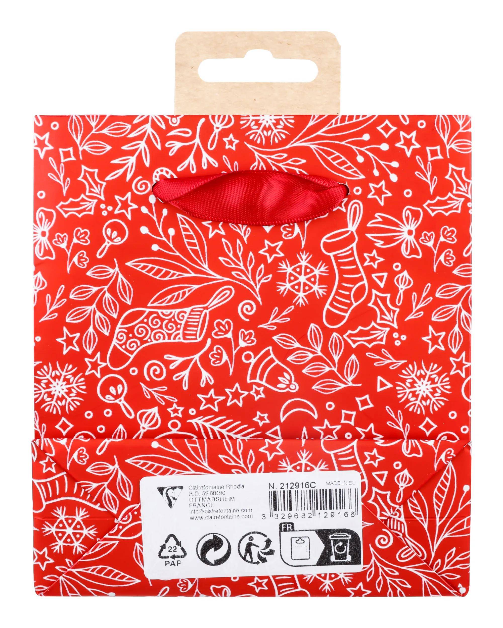 Clairefontaine 5x, kleine Geschenktasche rot & weiß 12x4,5x13,5 cm Rot 212916C