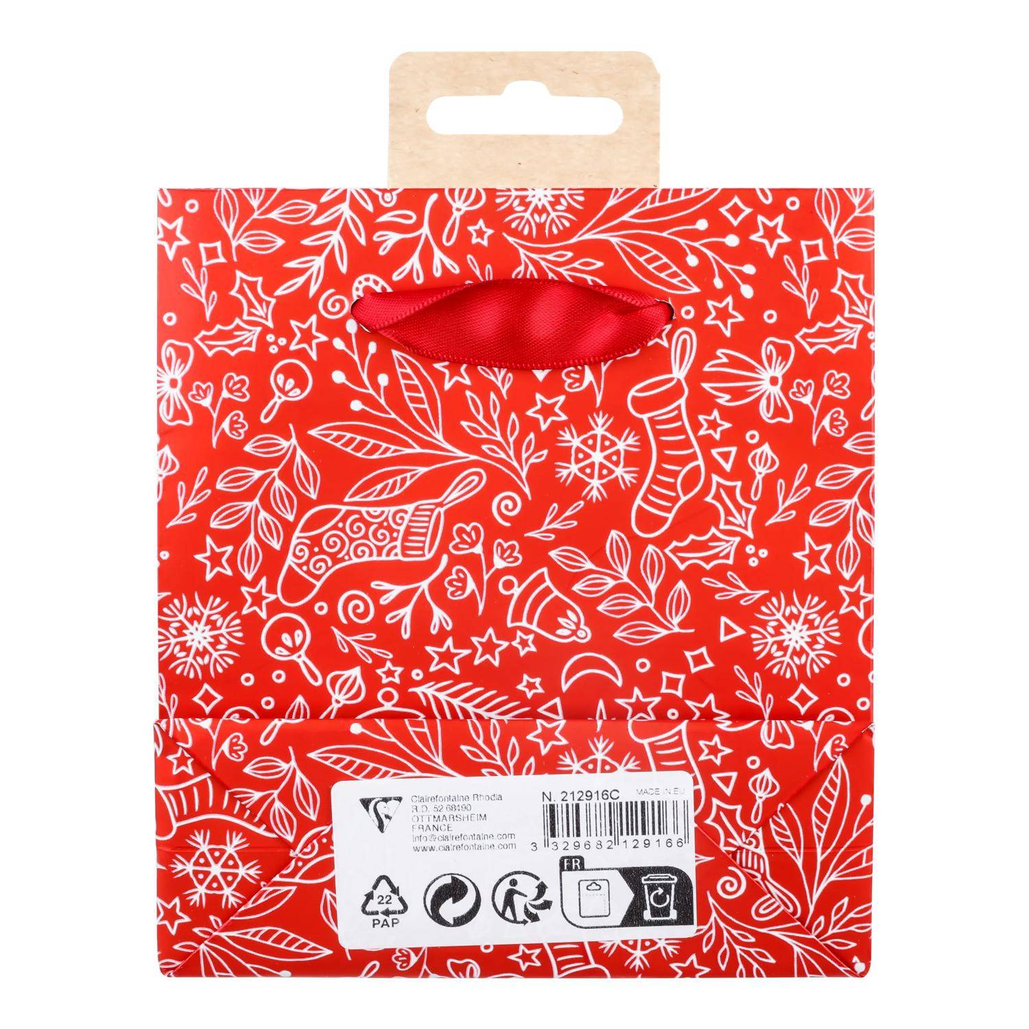 Clairefontaine 5x, kleine Geschenktasche rot & weiß 12x4,5x13,5 cm Rot 212916C