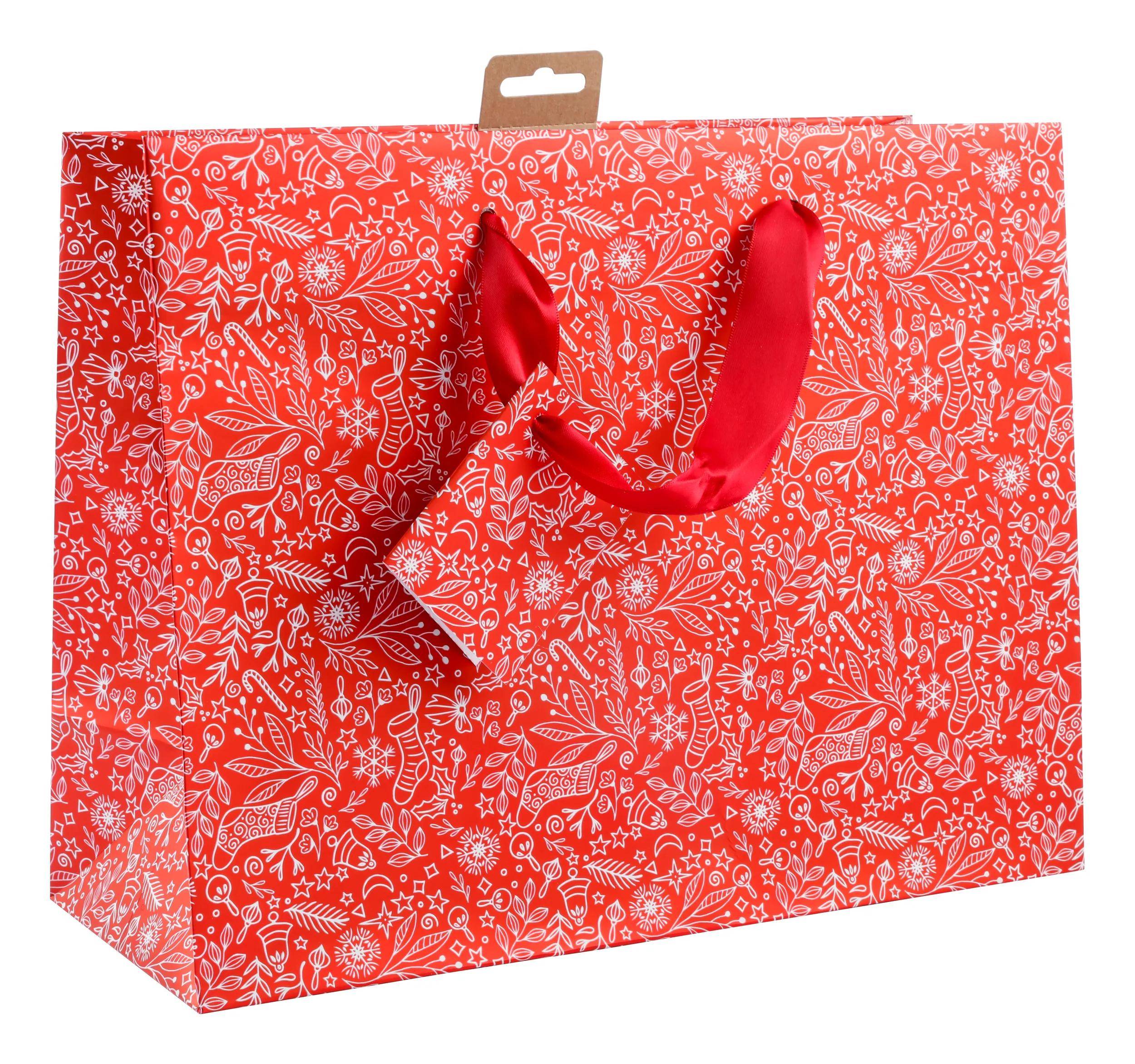Clairefontaine 5x Geschenktasche Shopper rot & weiß 32x13x24,5 cm Rot 212917C