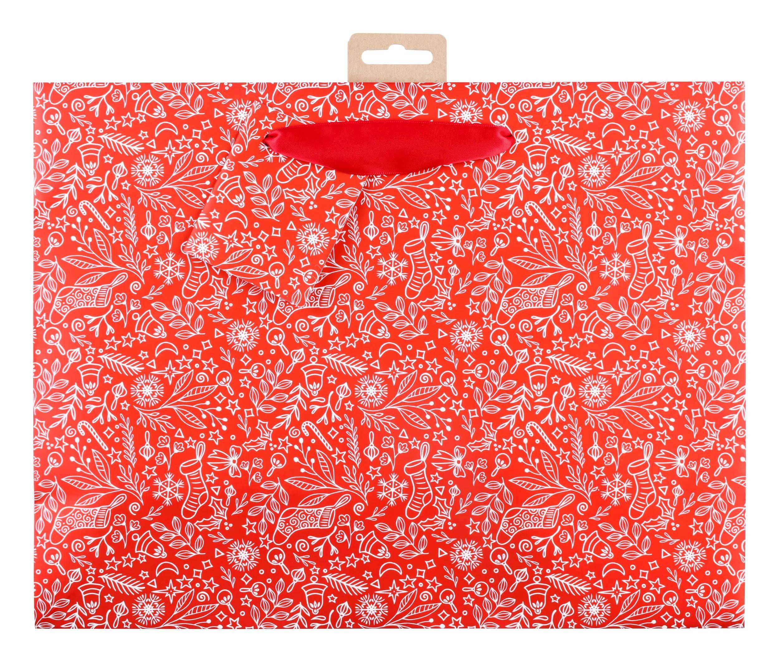 Clairefontaine 5x Geschenktasche Shopper rot & weiß 32x13x24,5 cm Rot 212917C
